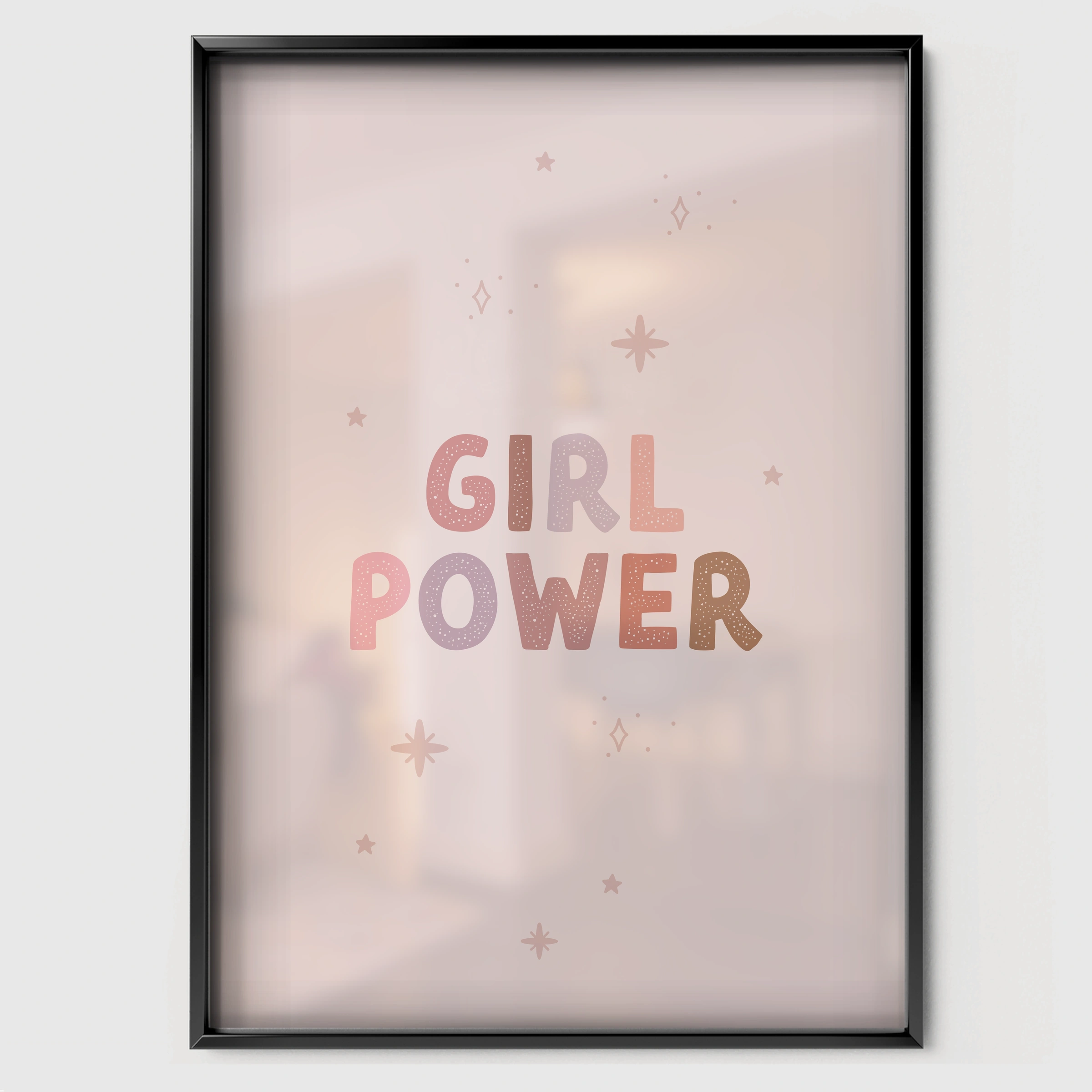 Girl Power Nursery Print - black framed nursery wall art print