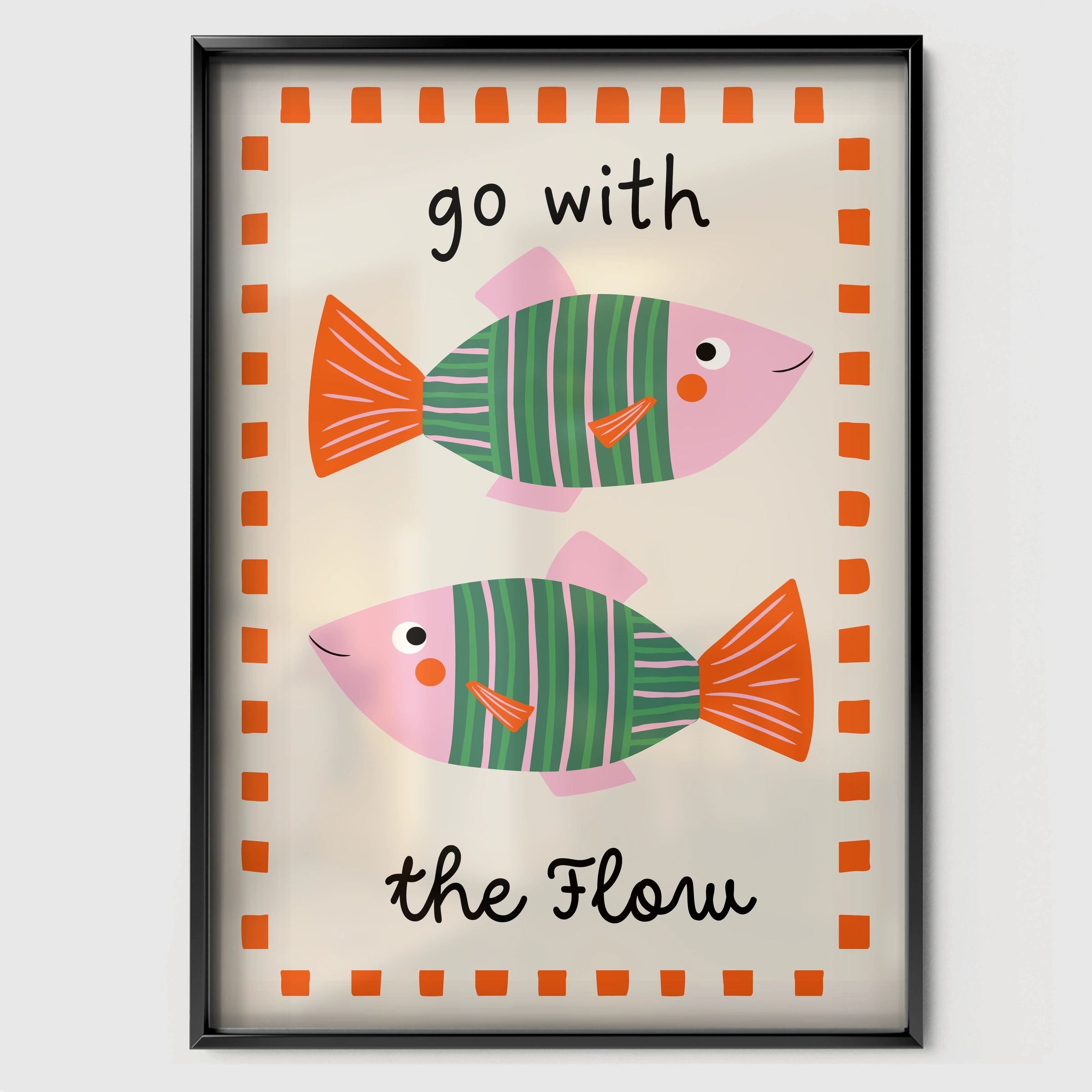 Go With The Flow Nursery Print - black framed nursery wall art print