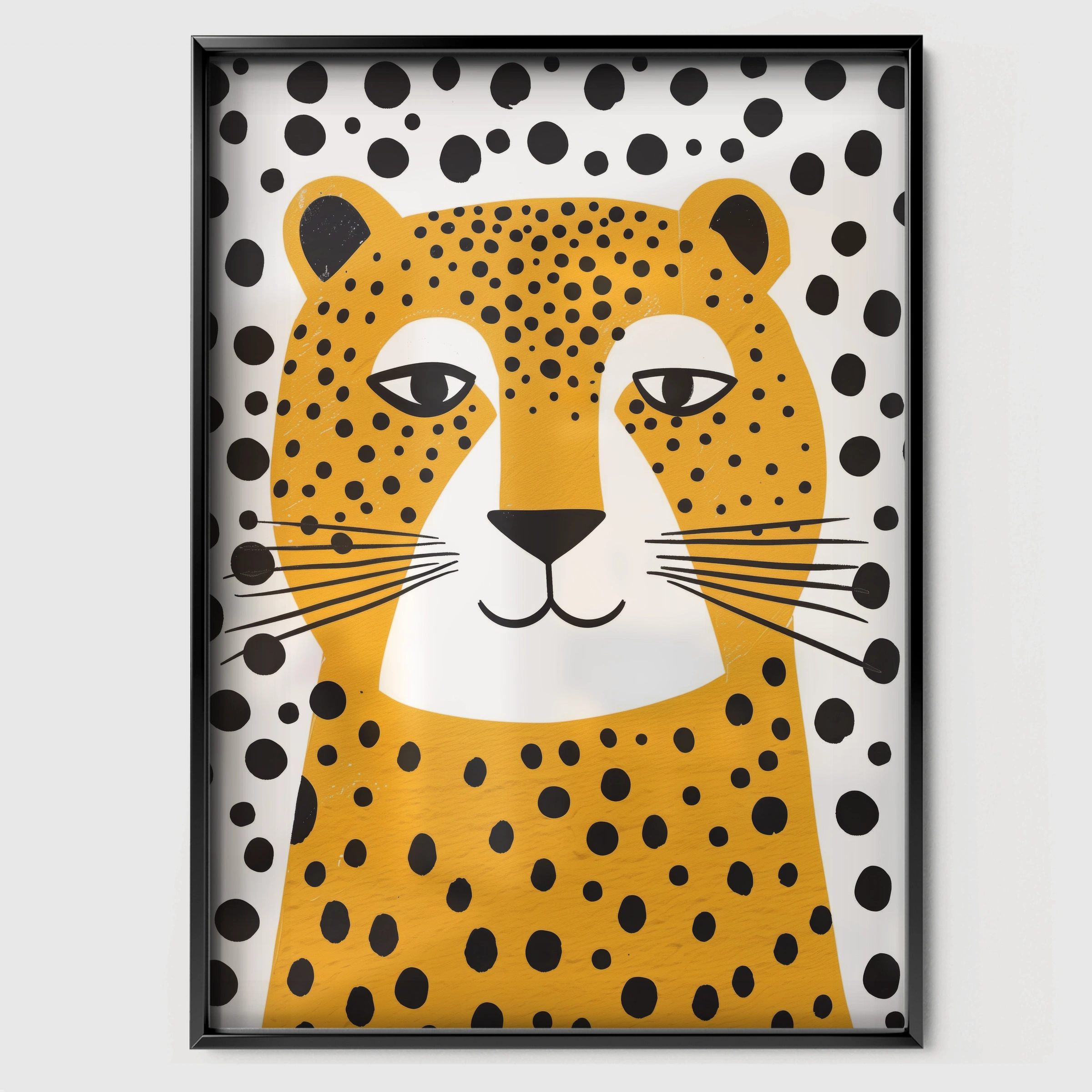 Golden Cheetah Nursery Print - black framed nursery wall art print