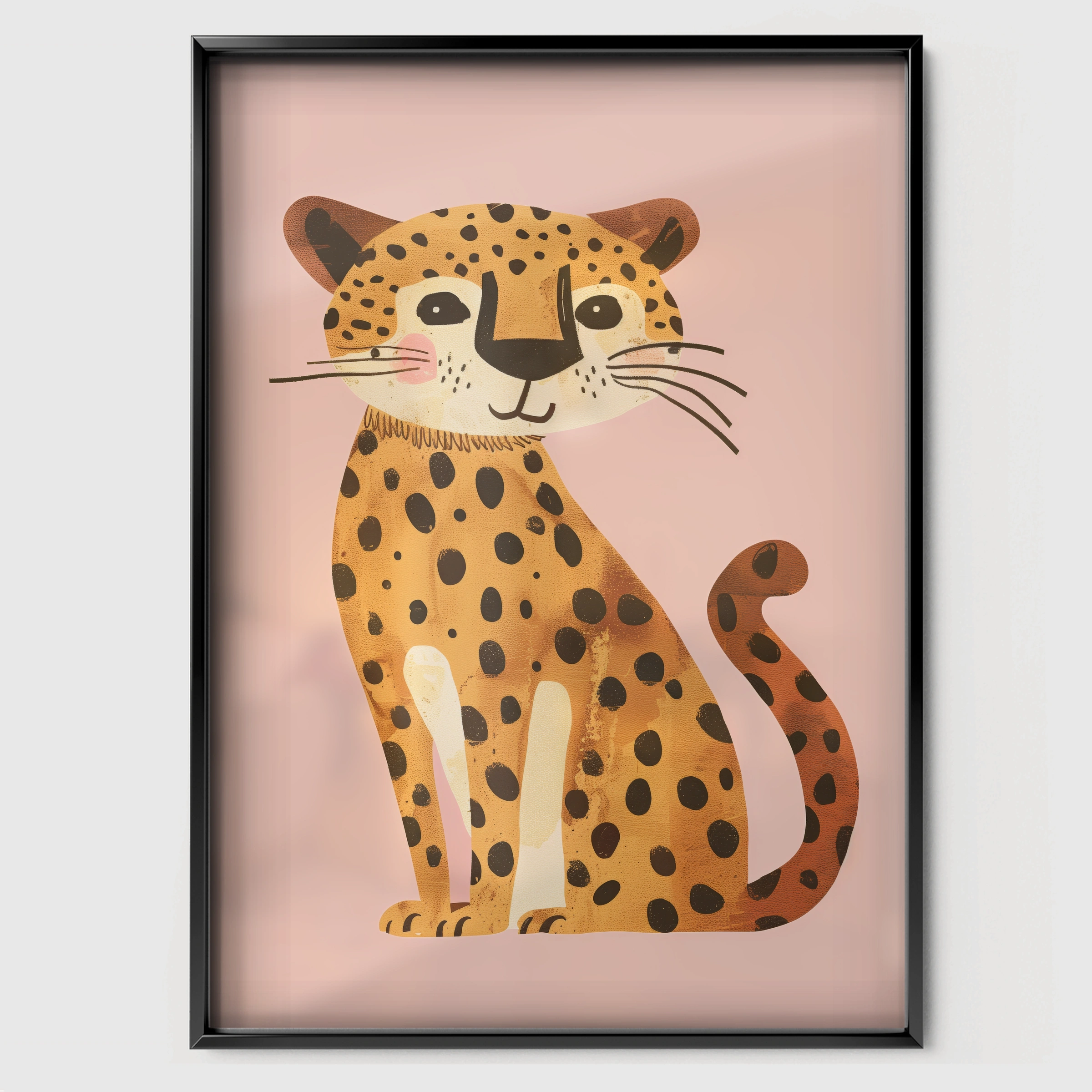Golden Leopard Nursery Print - black framed nursery wall art print