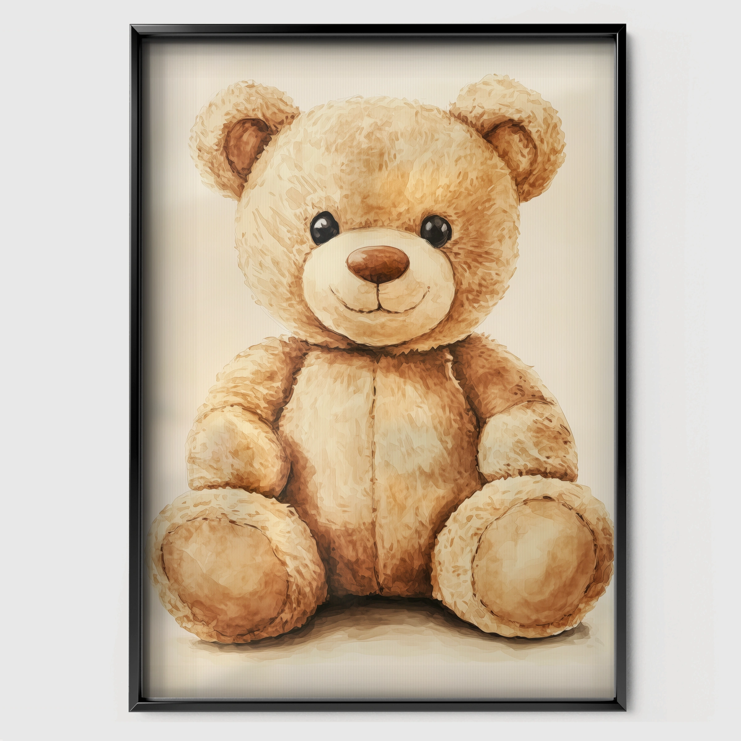 Golden Teddy Bear Nursery Print - black framed nursery wall art print