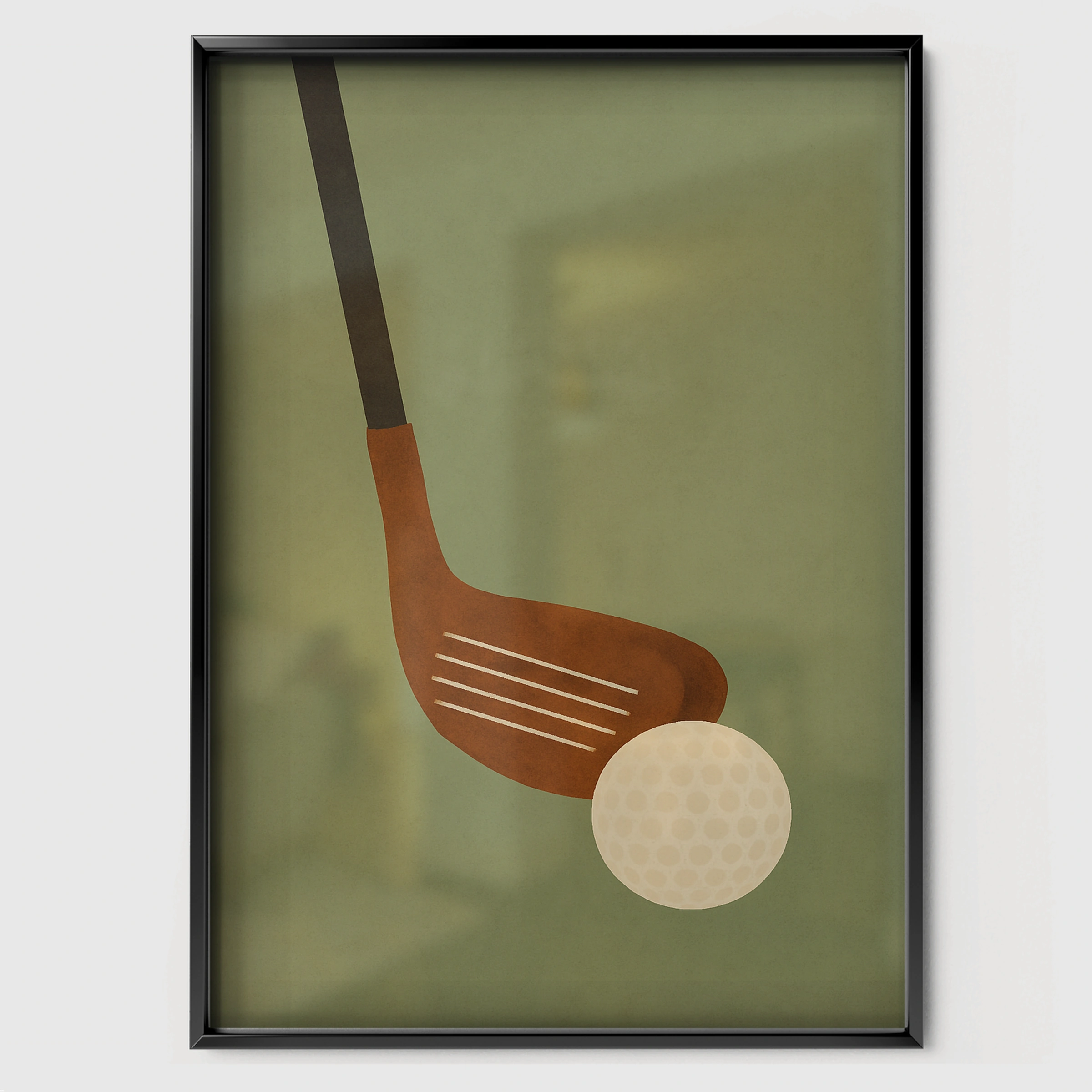 Golf Club and Ball Three Nursery Print - black framed nursery wall art print