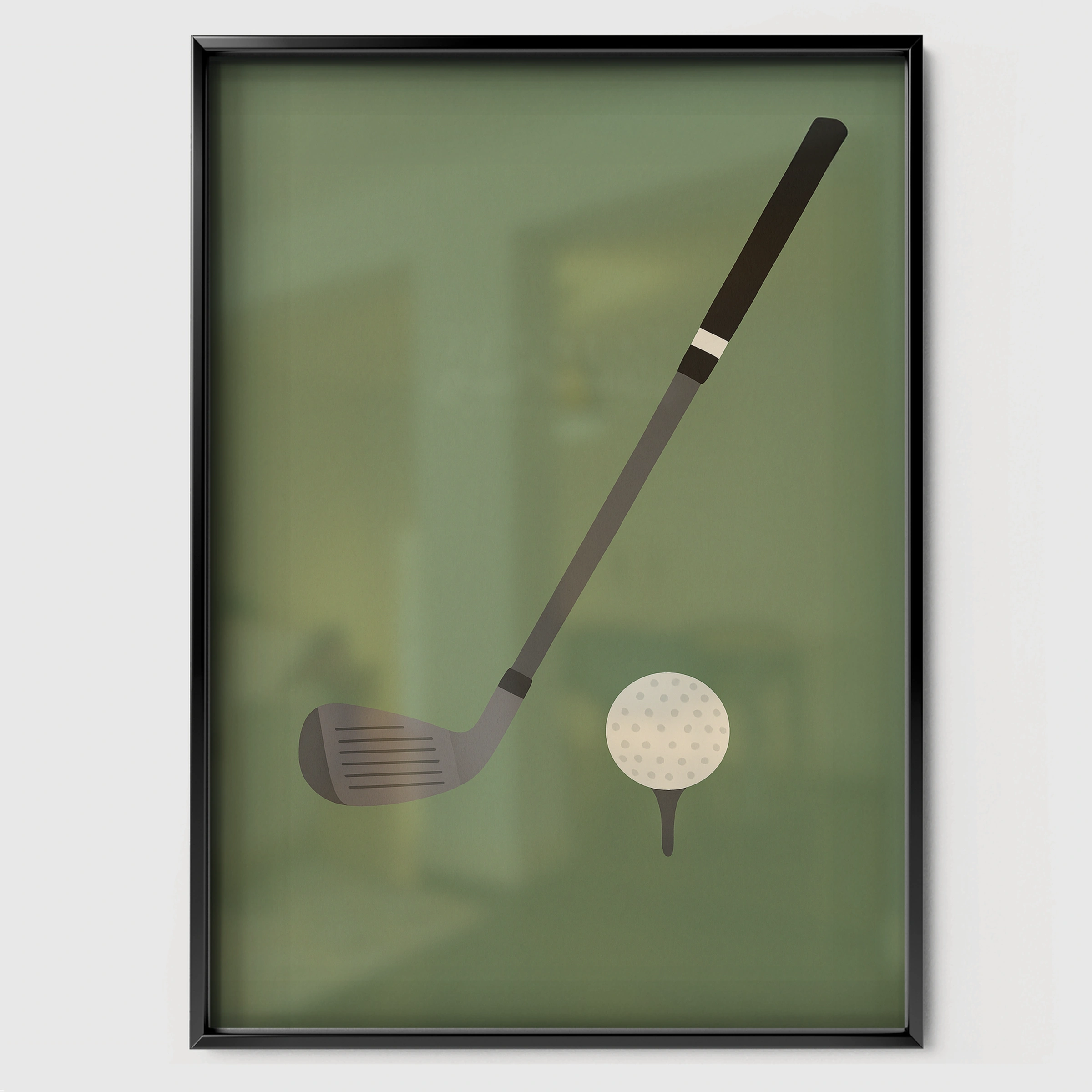 Golf Club and Ball Two Nursery Print - black framed nursery wall art print