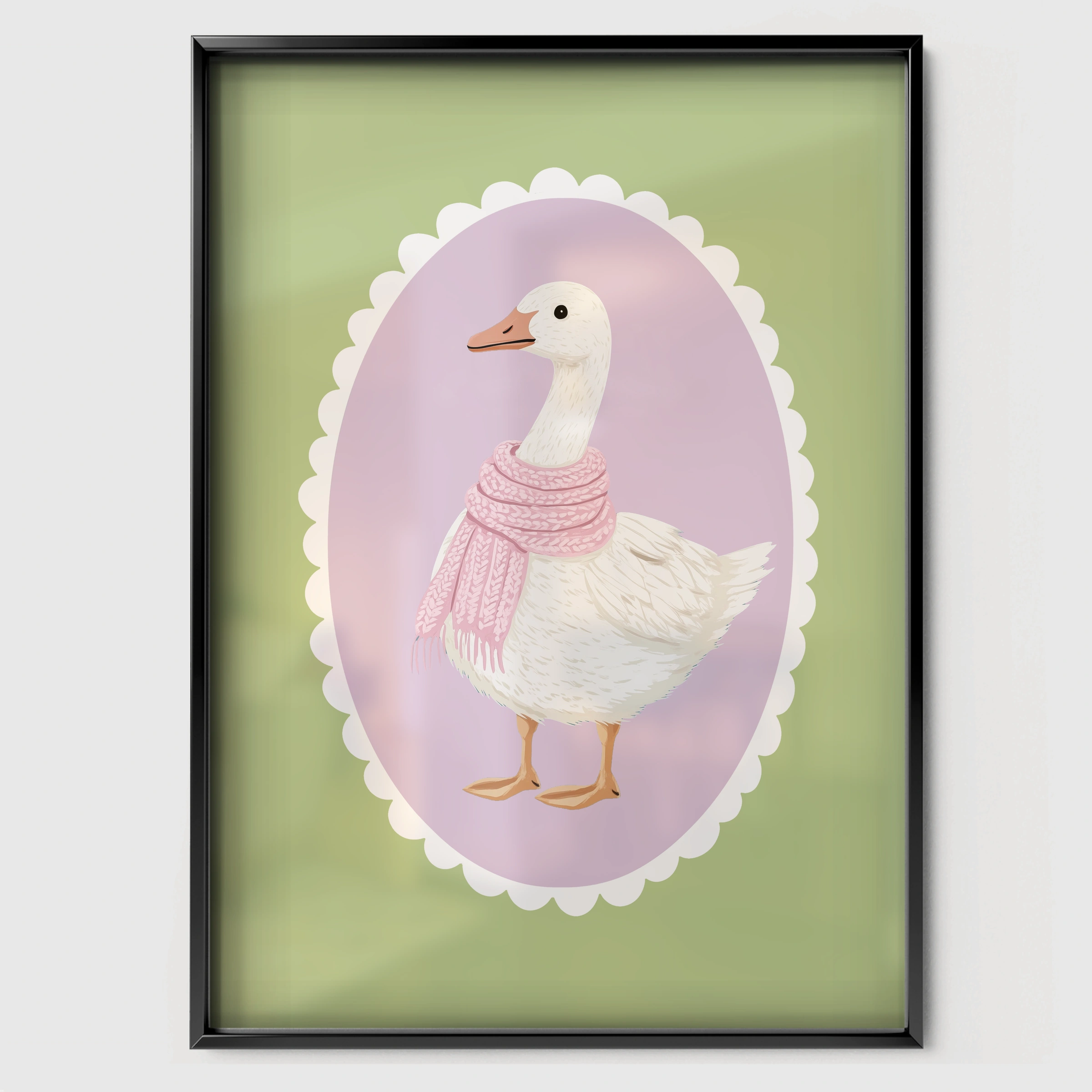 Goose Cameo Nursery Print - black framed nursery wall art print