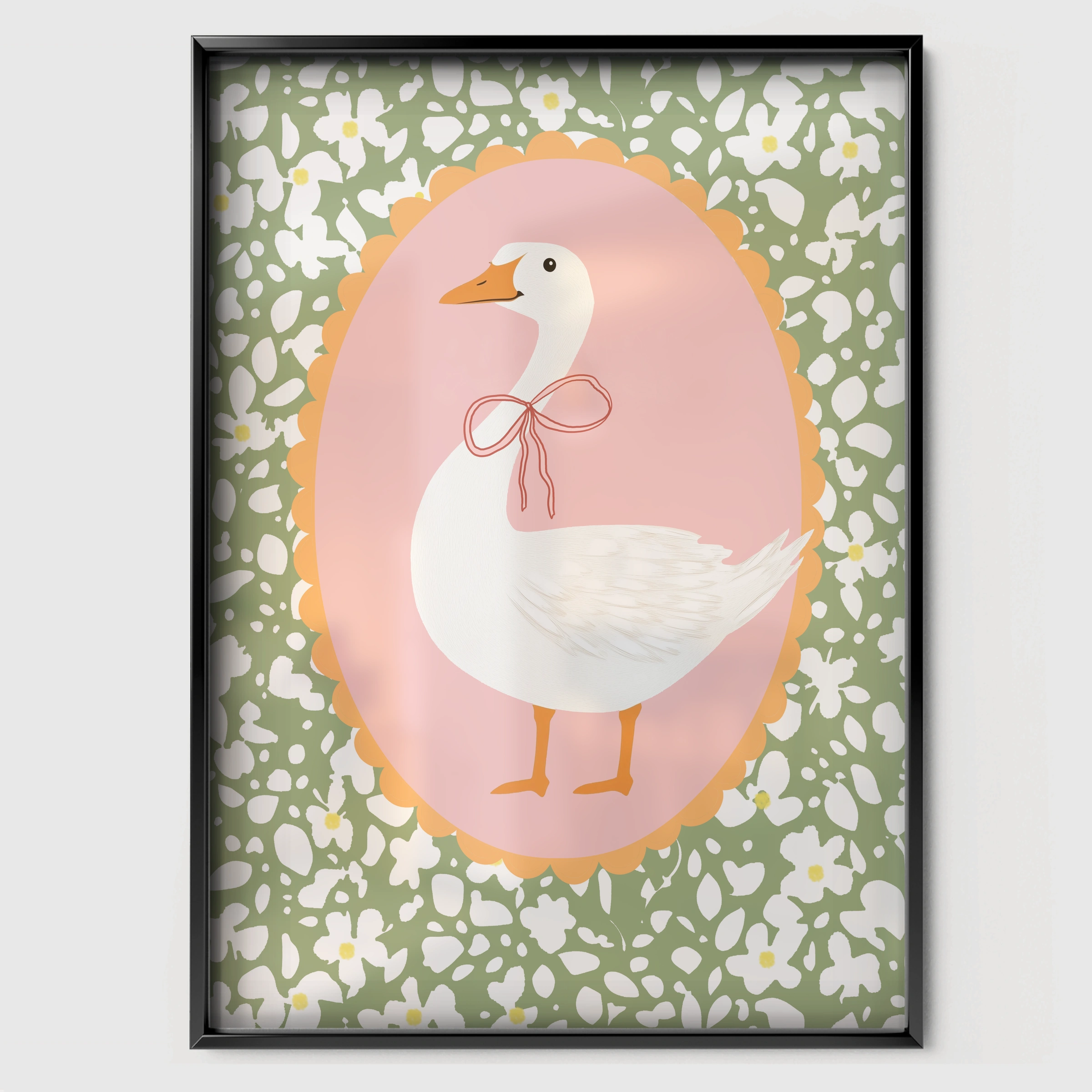 Goose Cameo Two Nursery Print - black framed nursery wall art print