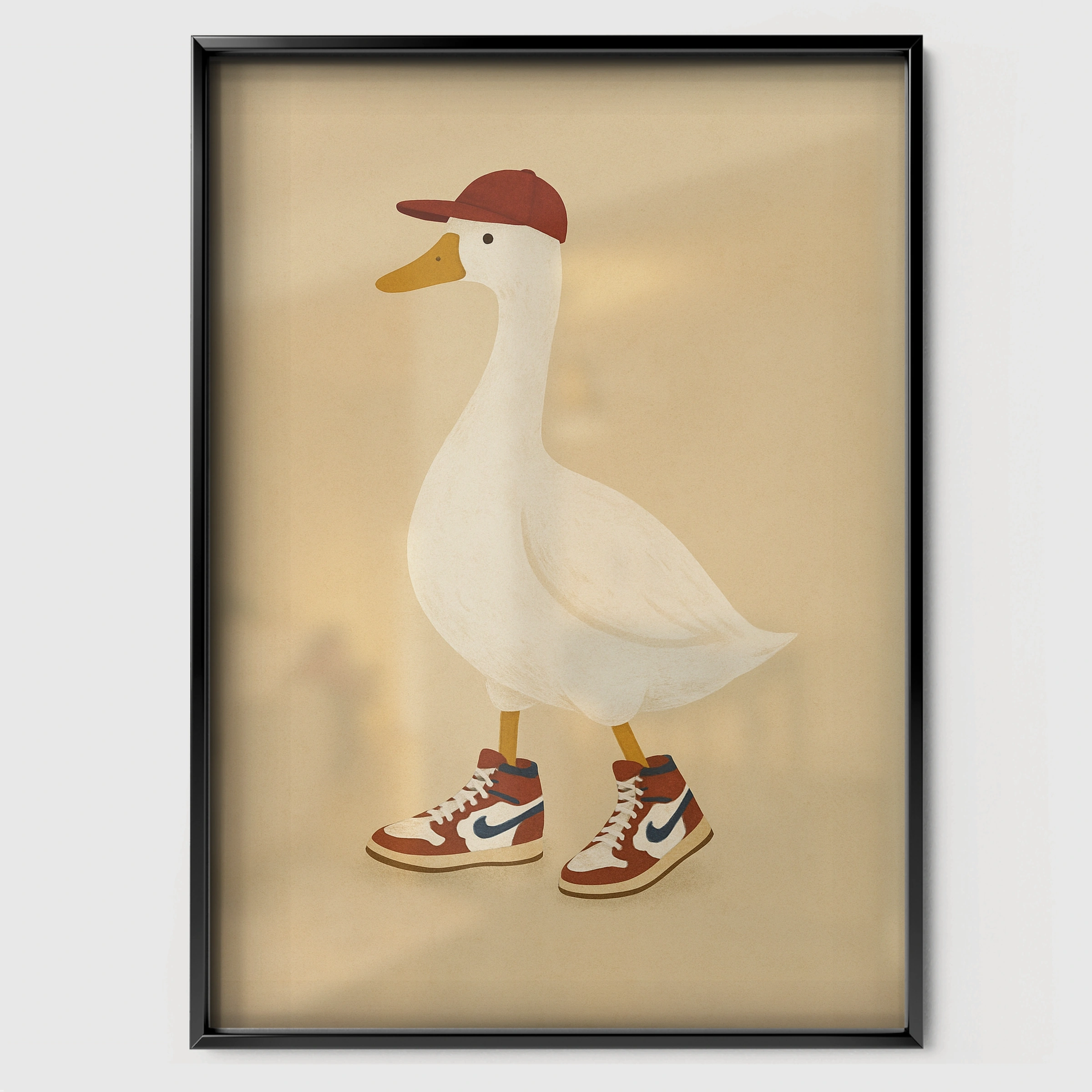Goose in Sneakers Two Nursery Print - black framed nursery wall art print