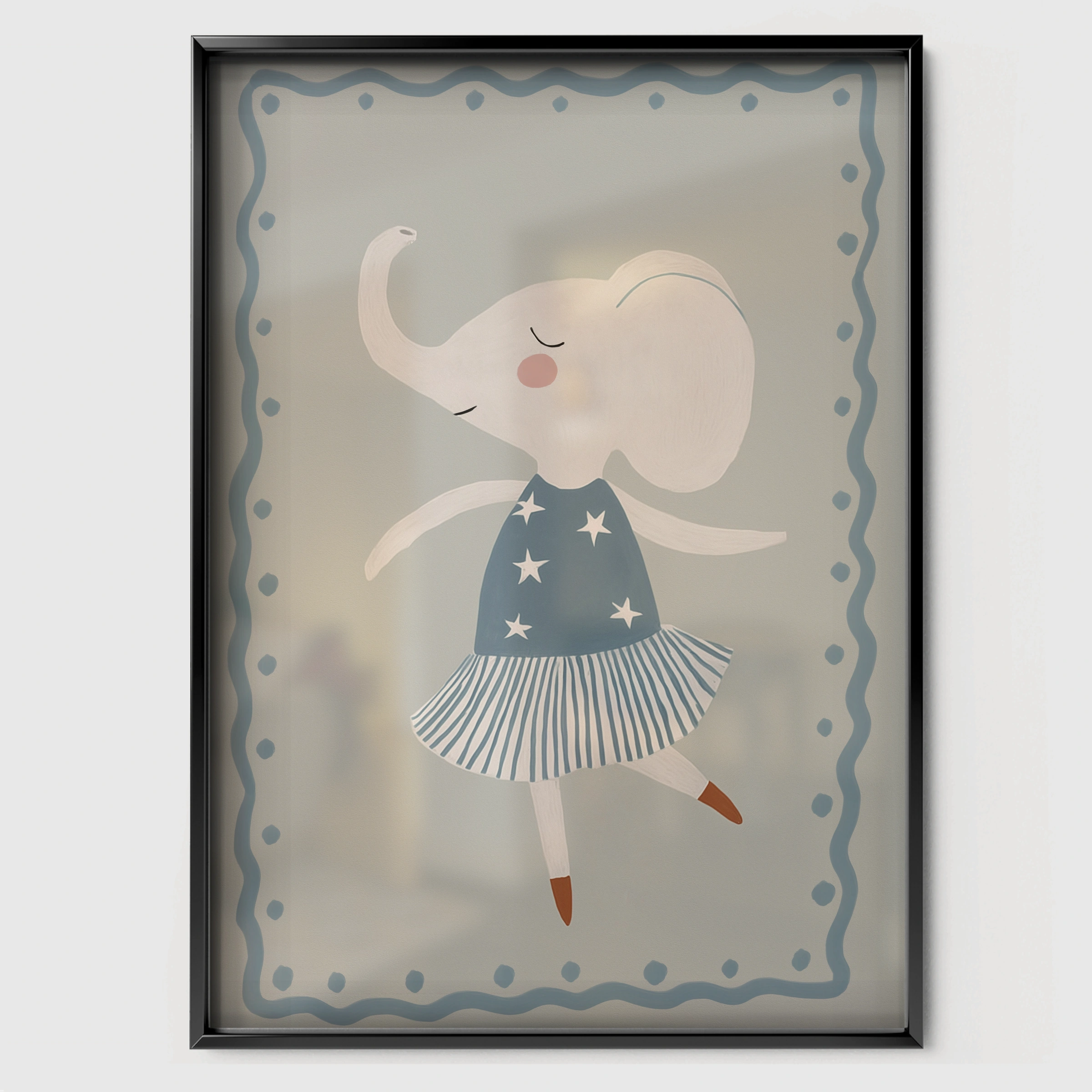 Grey Hare Nursery Print - black framed nursery wall art print