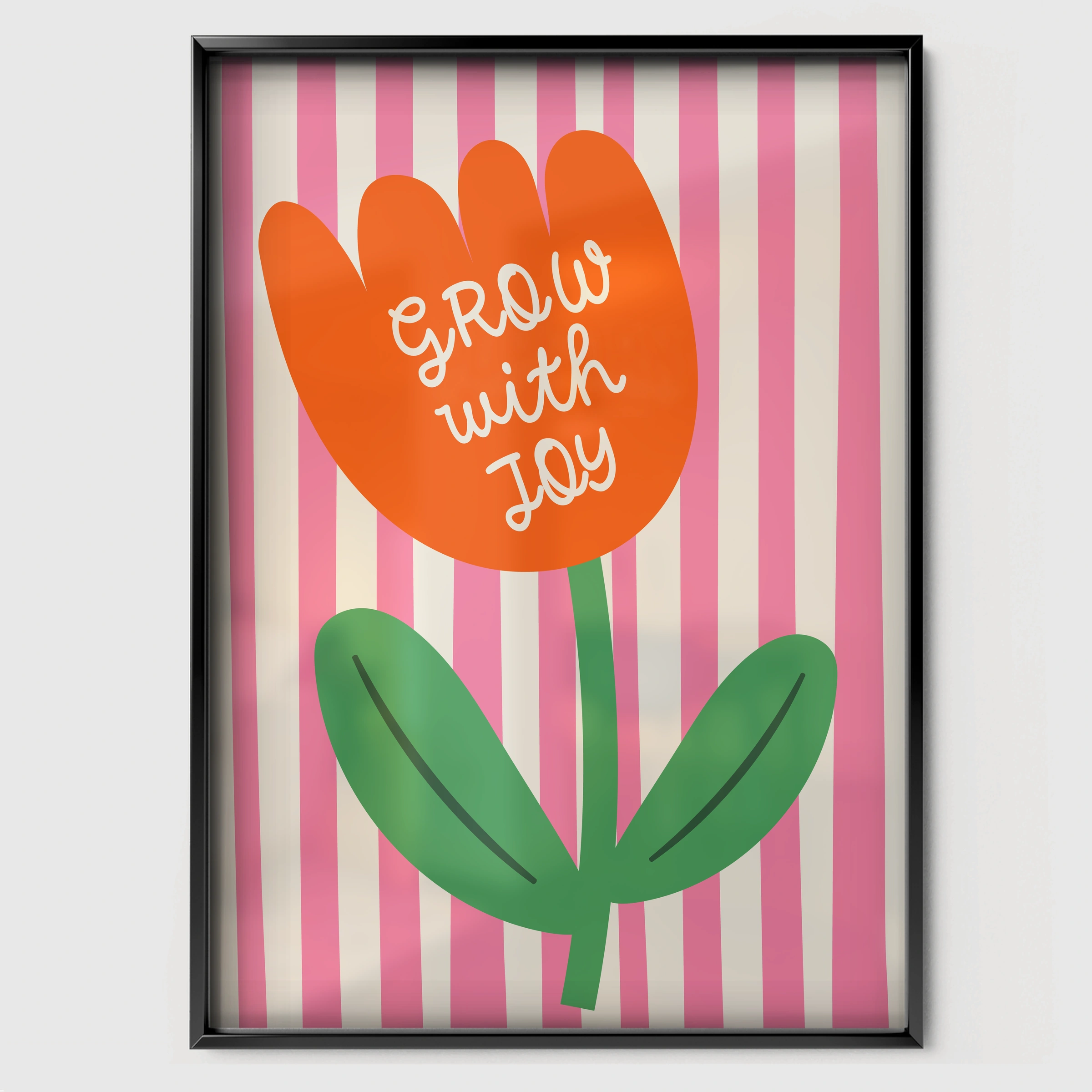 Grow With Joy Nursery Print - black framed nursery wall art print