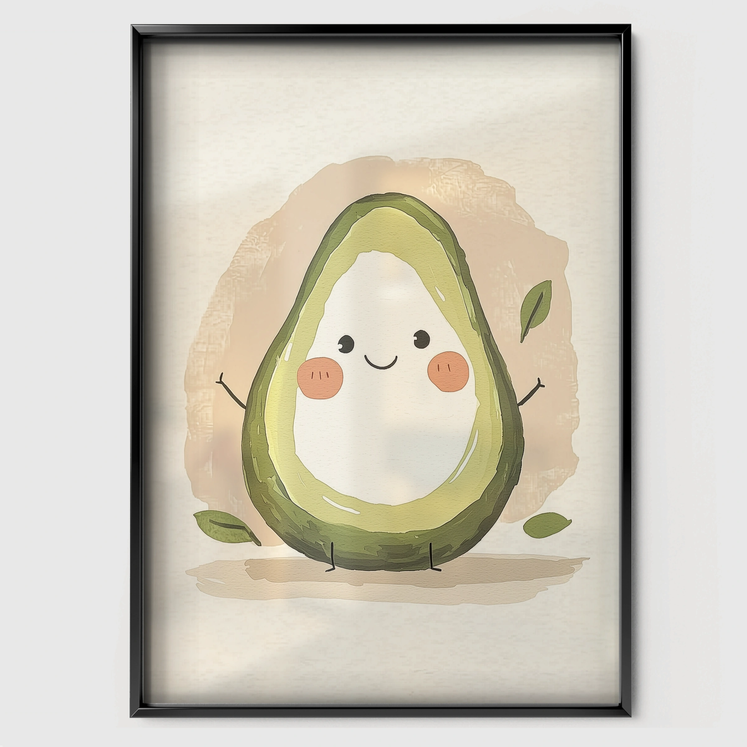 Happy Avocado Nursery Print - black framed nursery wall art print