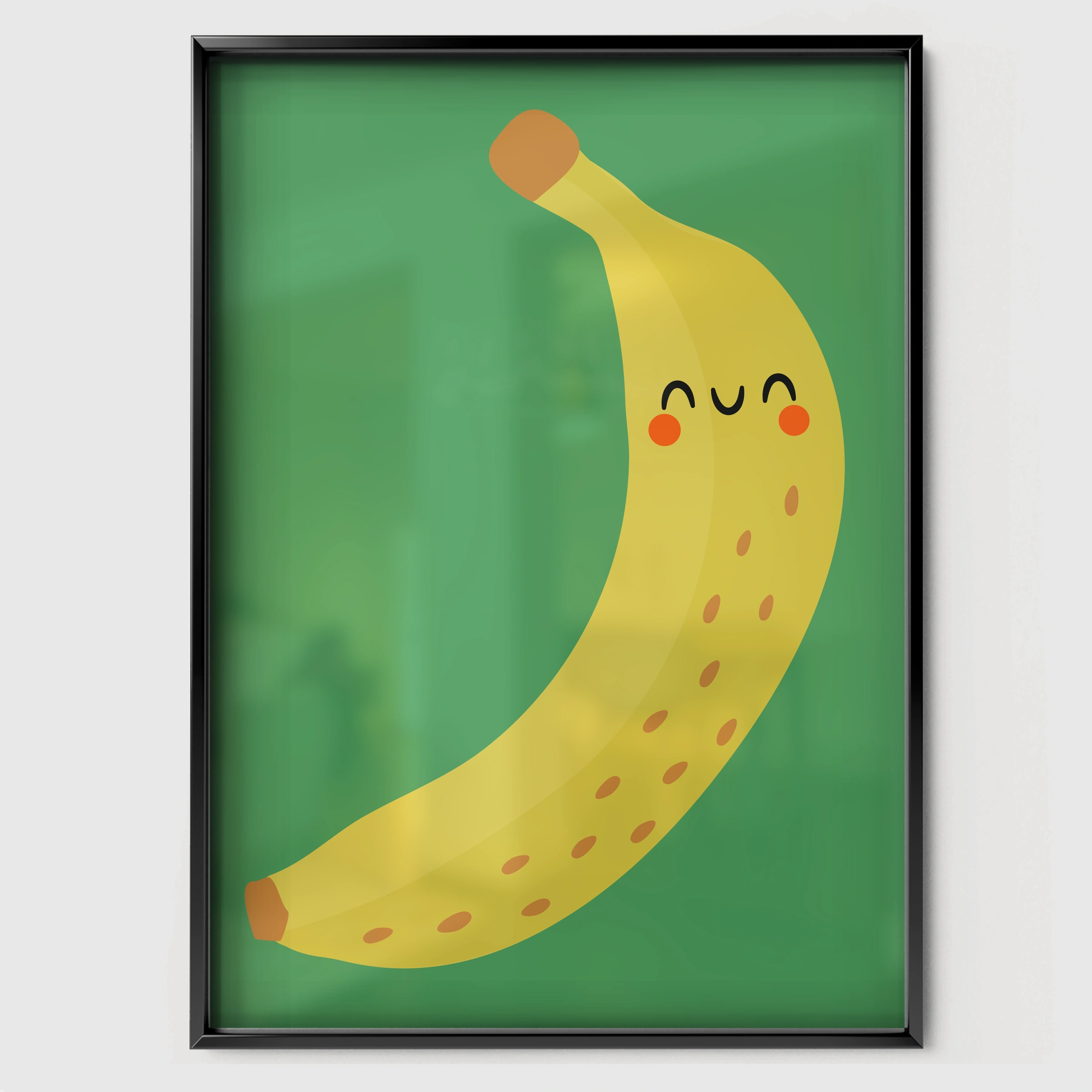 Happy Banana Nursery Print - black framed nursery wall art print