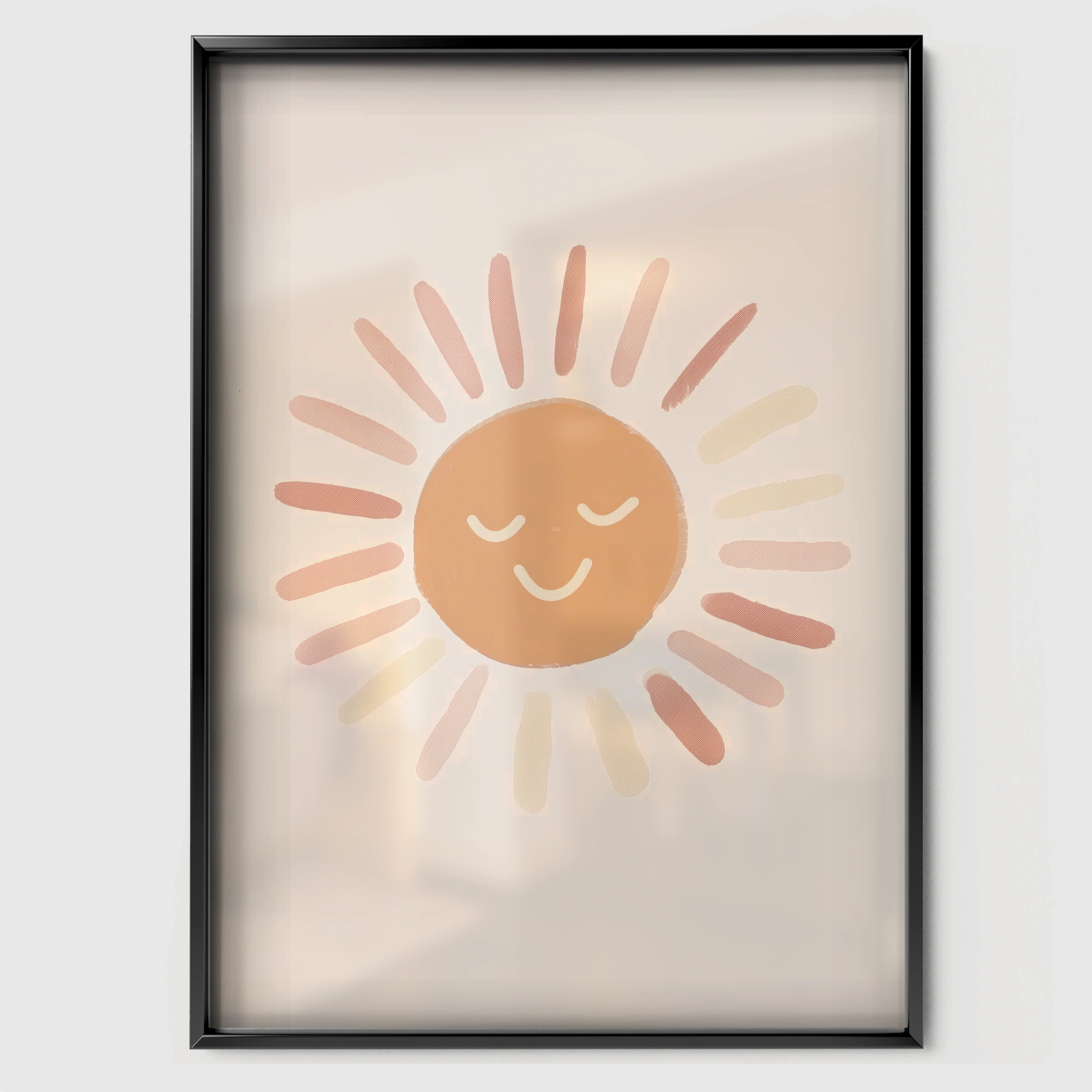 Happy Sunshine Nursery Print - black framed nursery wall art print