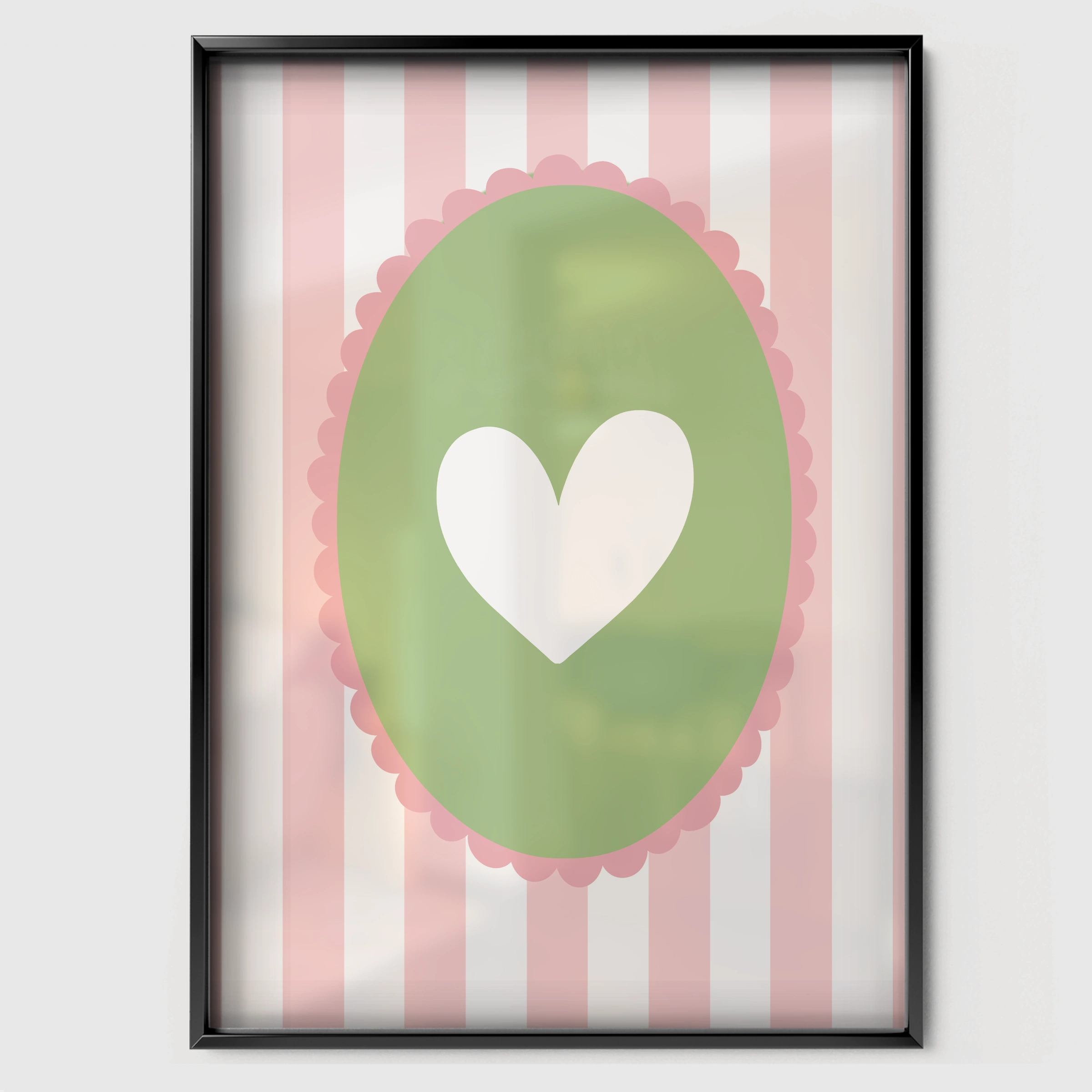 Heart Cameo Nursery Print - black framed nursery wall art print