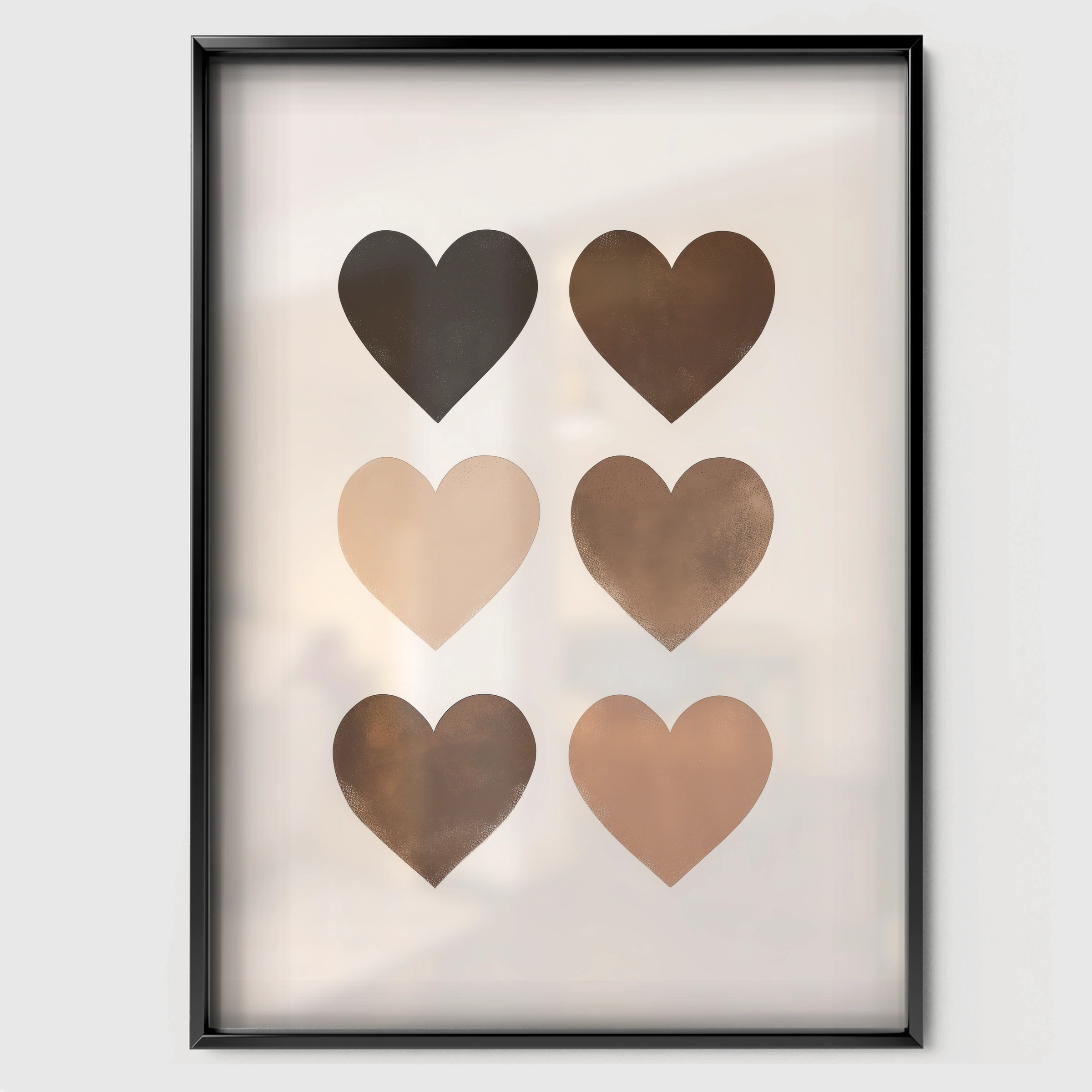 Hearts Grid Nursery Print - black framed nursery wall art print