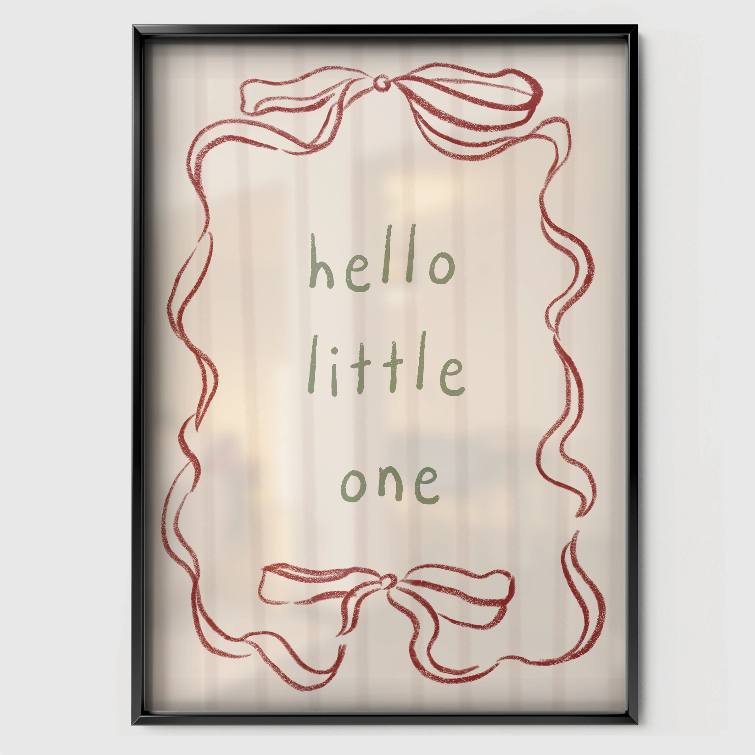 Hello Little One Bird Nursery Print - black framed nursery wall art print
