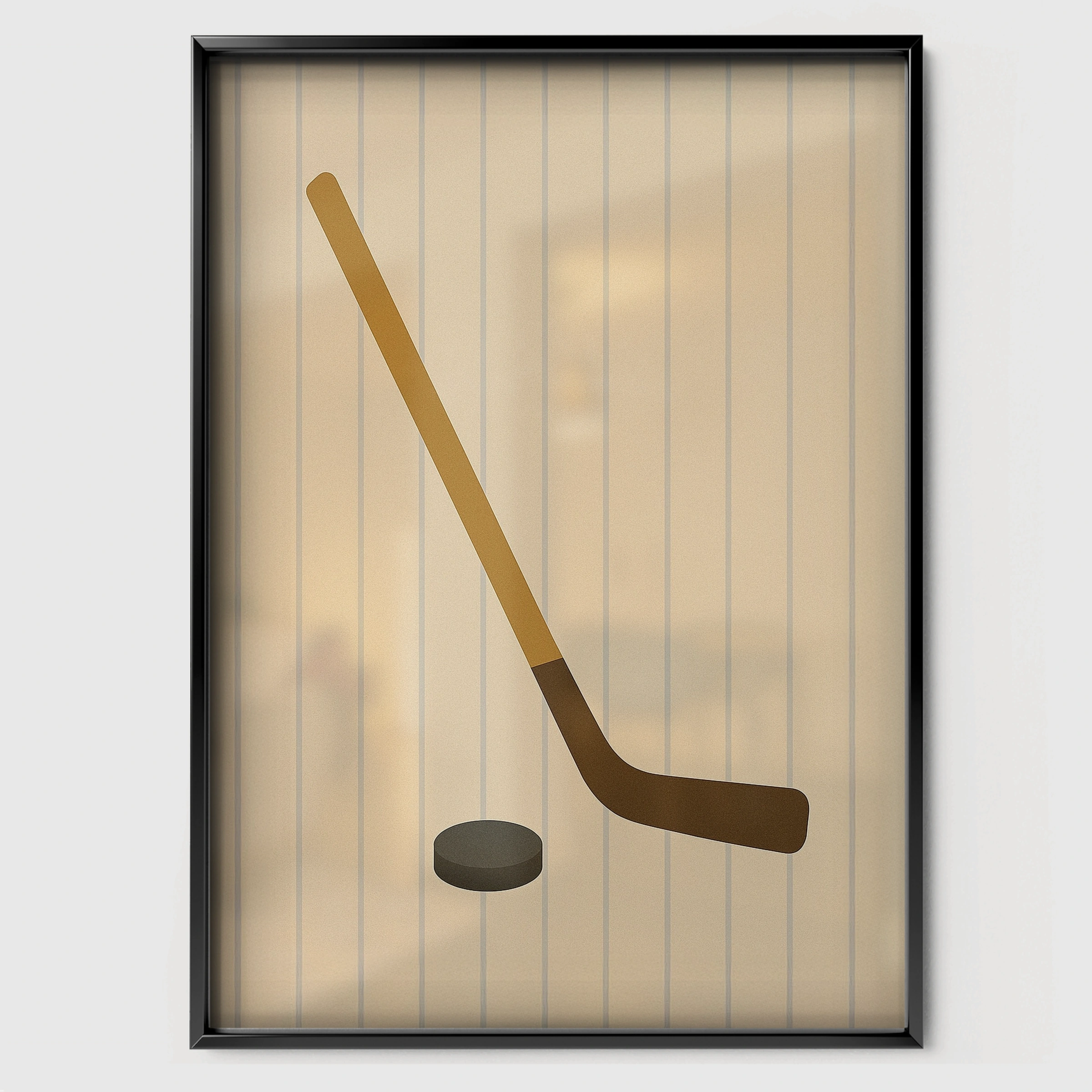 Hockey Stick and Puck Nursery Print - black framed nursery wall art print