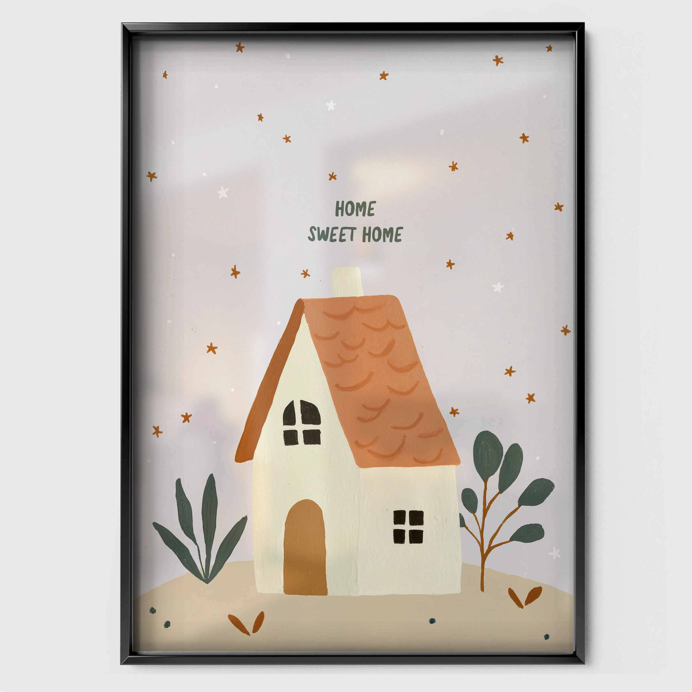 Home Sweet Home Nursery Print - black framed nursery wall art print