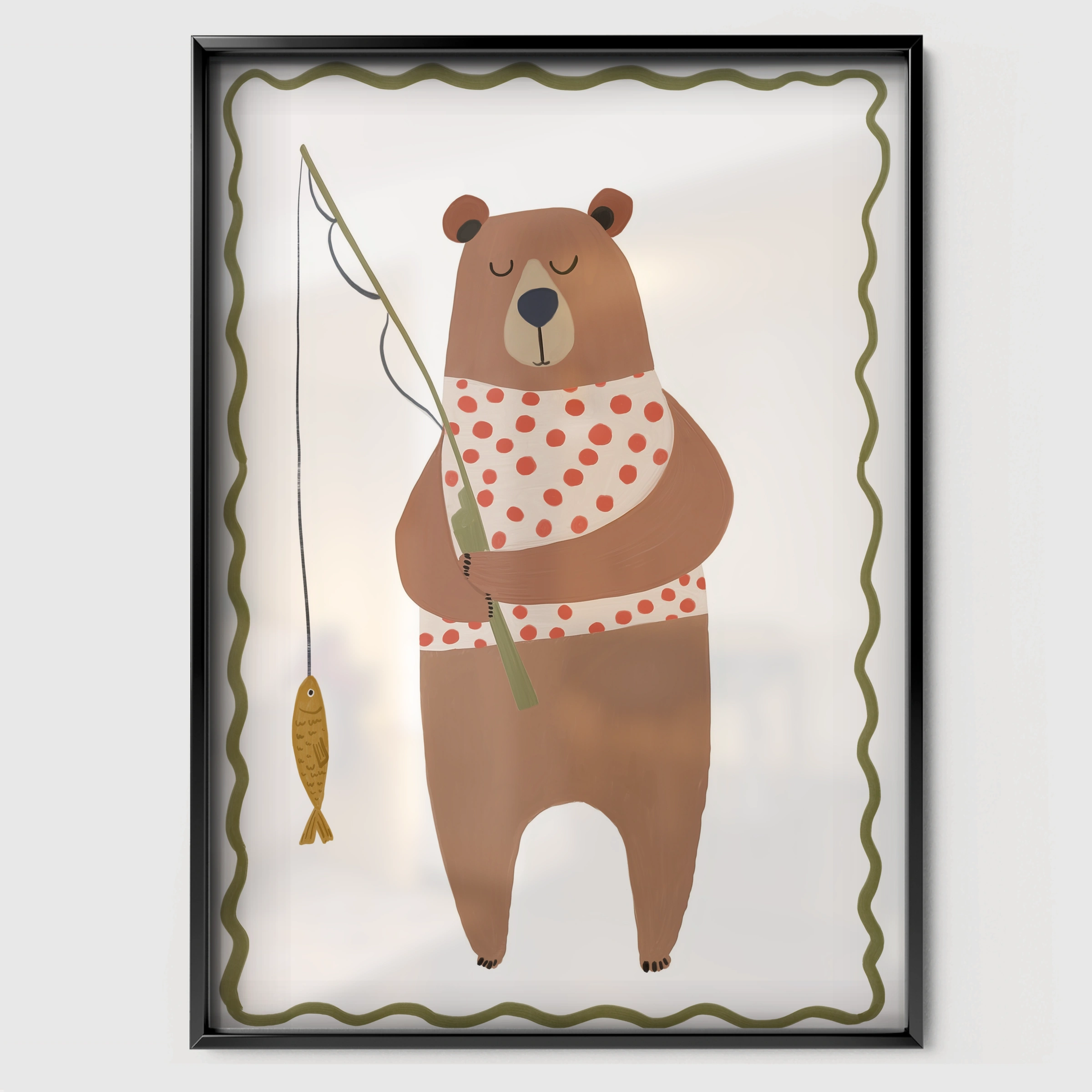 Honey Bear Nursery Print - black framed nursery wall art print