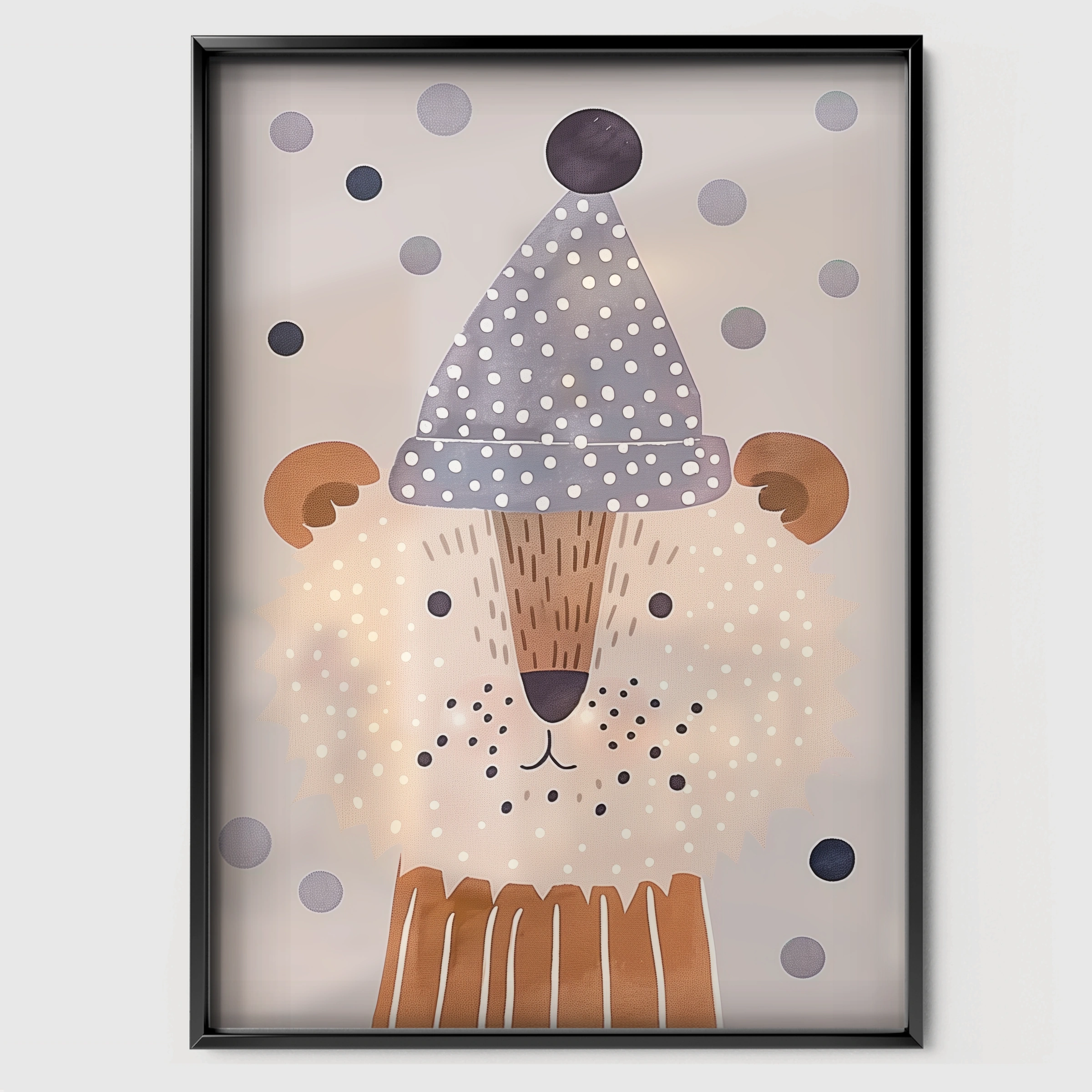 Ice Cream Bear Nursery Print - black framed nursery wall art print