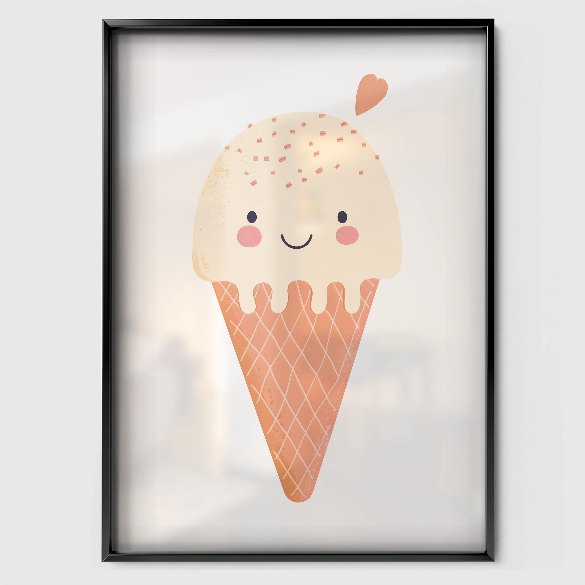 Ice Cream Nursery Print - black framed nursery wall art print