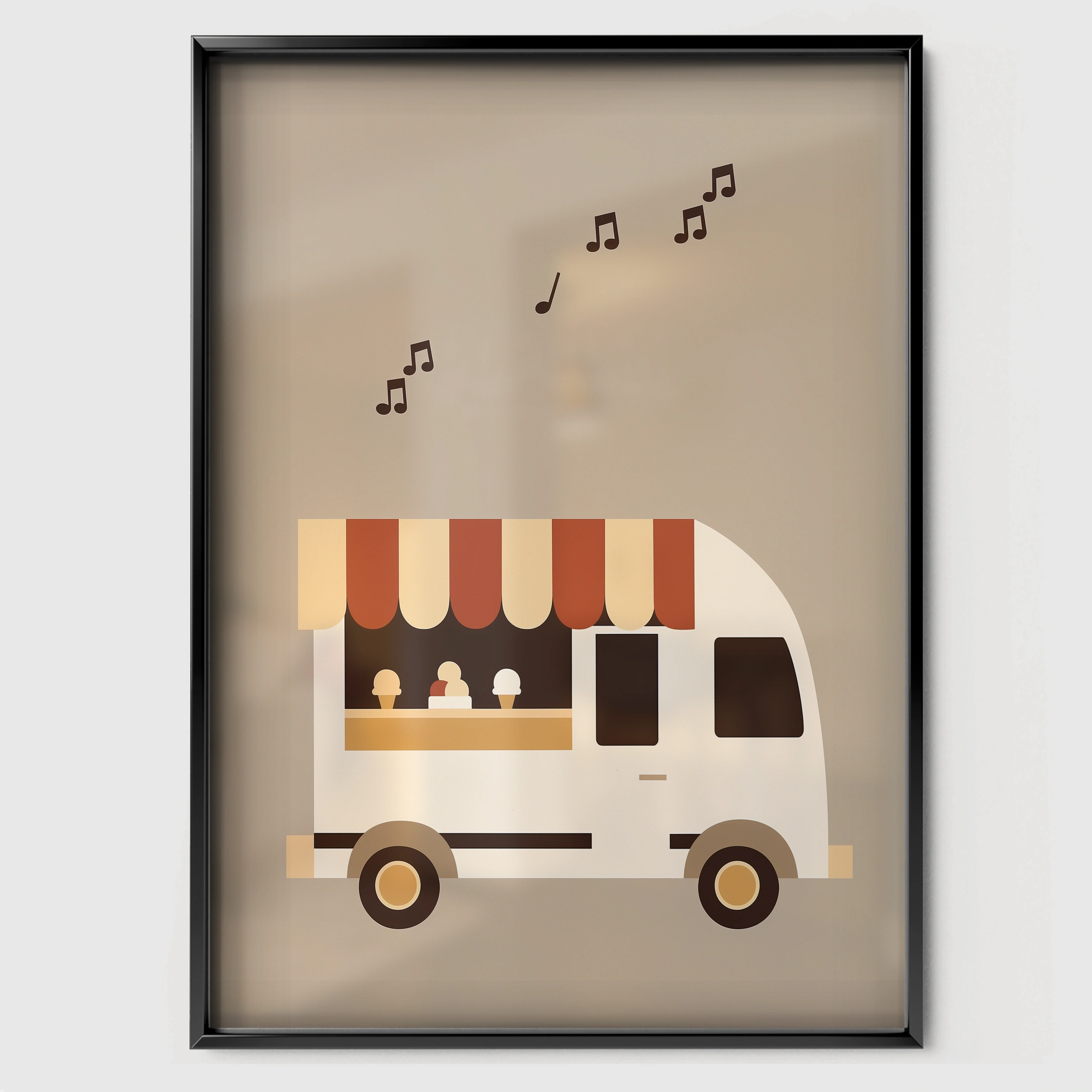 Ice Cream Truck Nursery Print - black framed nursery wall art print
