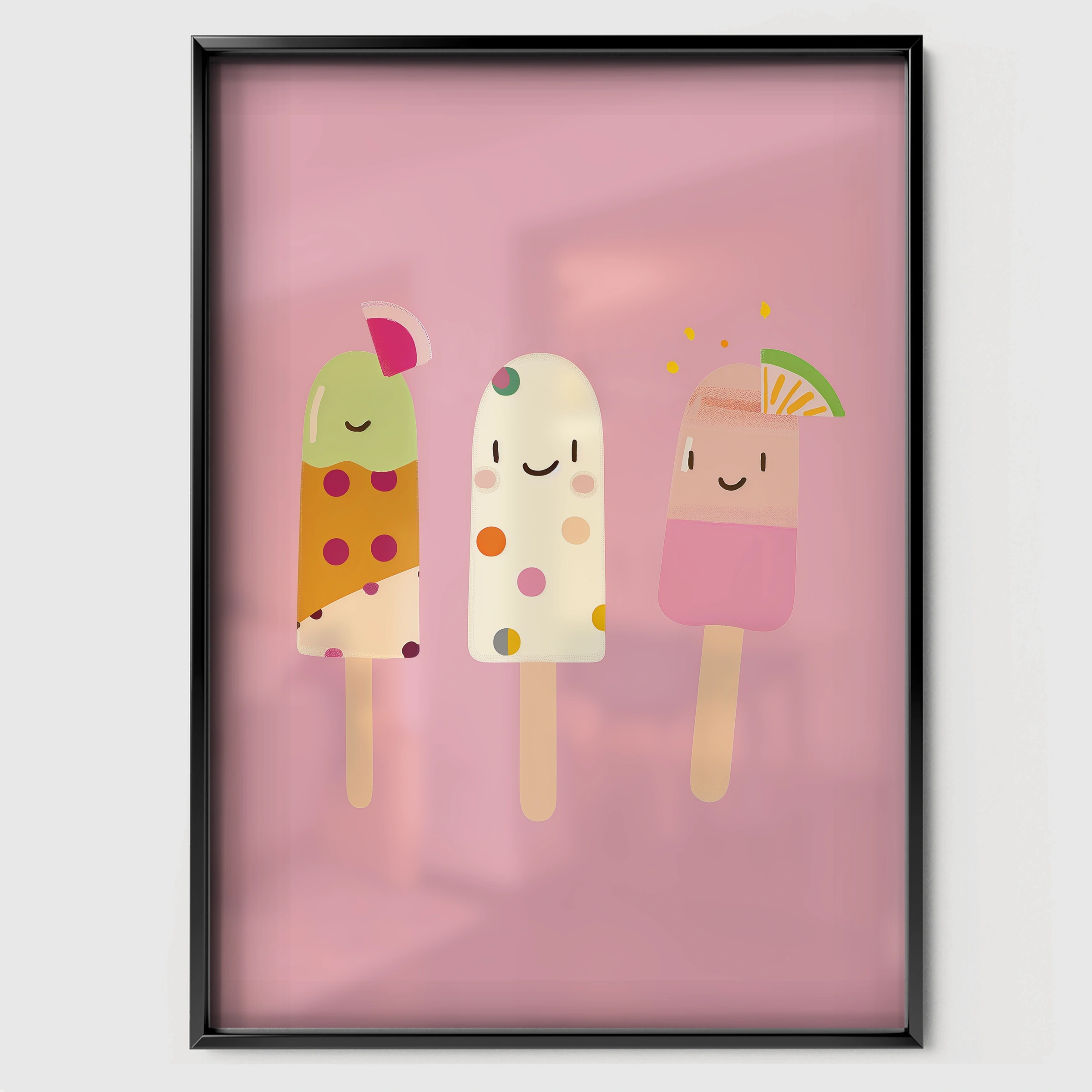 Ice Lollies Nursery Print - black framed nursery wall art print