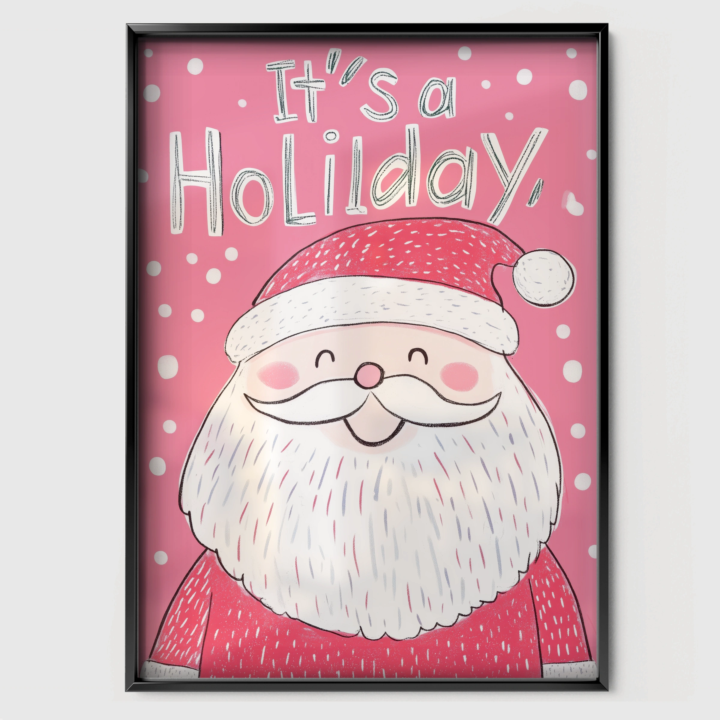 It's a Holiday Santa Print - black framed nursery wall art print