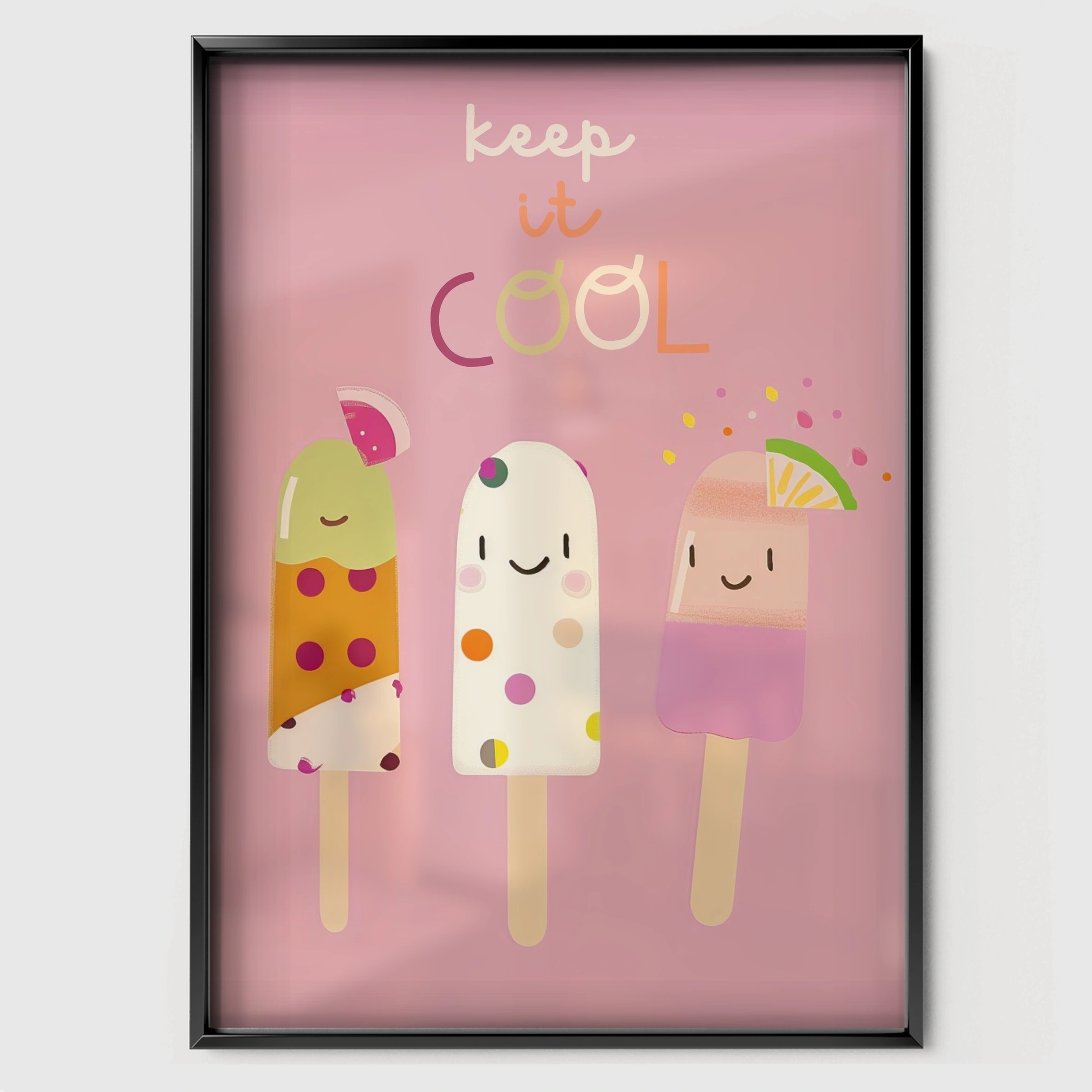Keep It Cool Nursery Print - black framed nursery wall art print