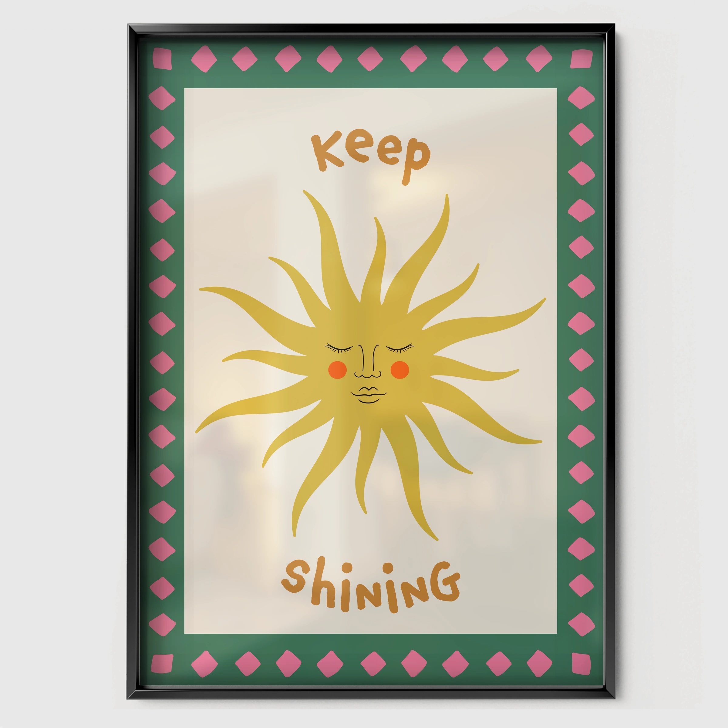 Keep Shining Nursery Print - black framed nursery wall art print