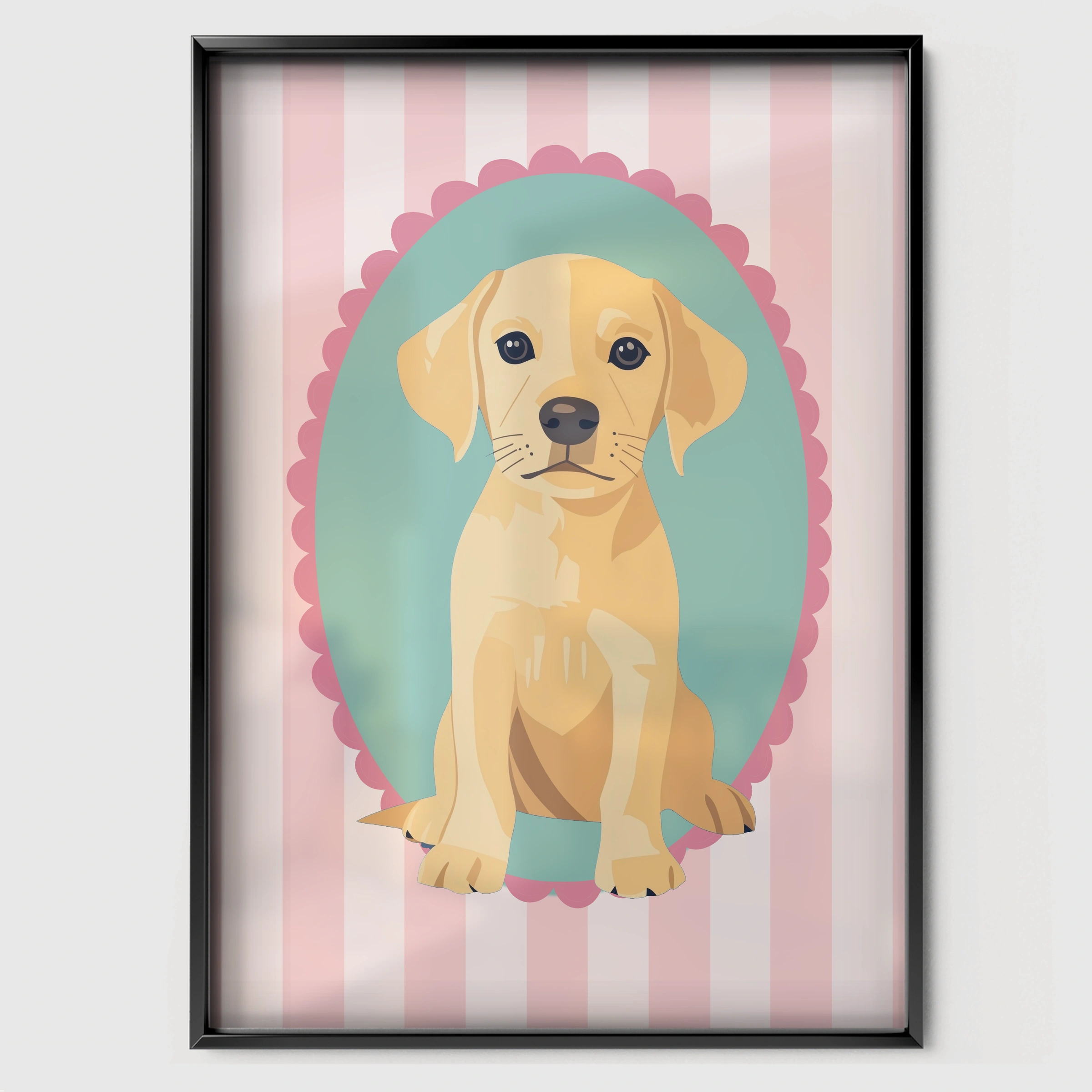 Labrador Cameo Nursery Print - black framed nursery wall art print