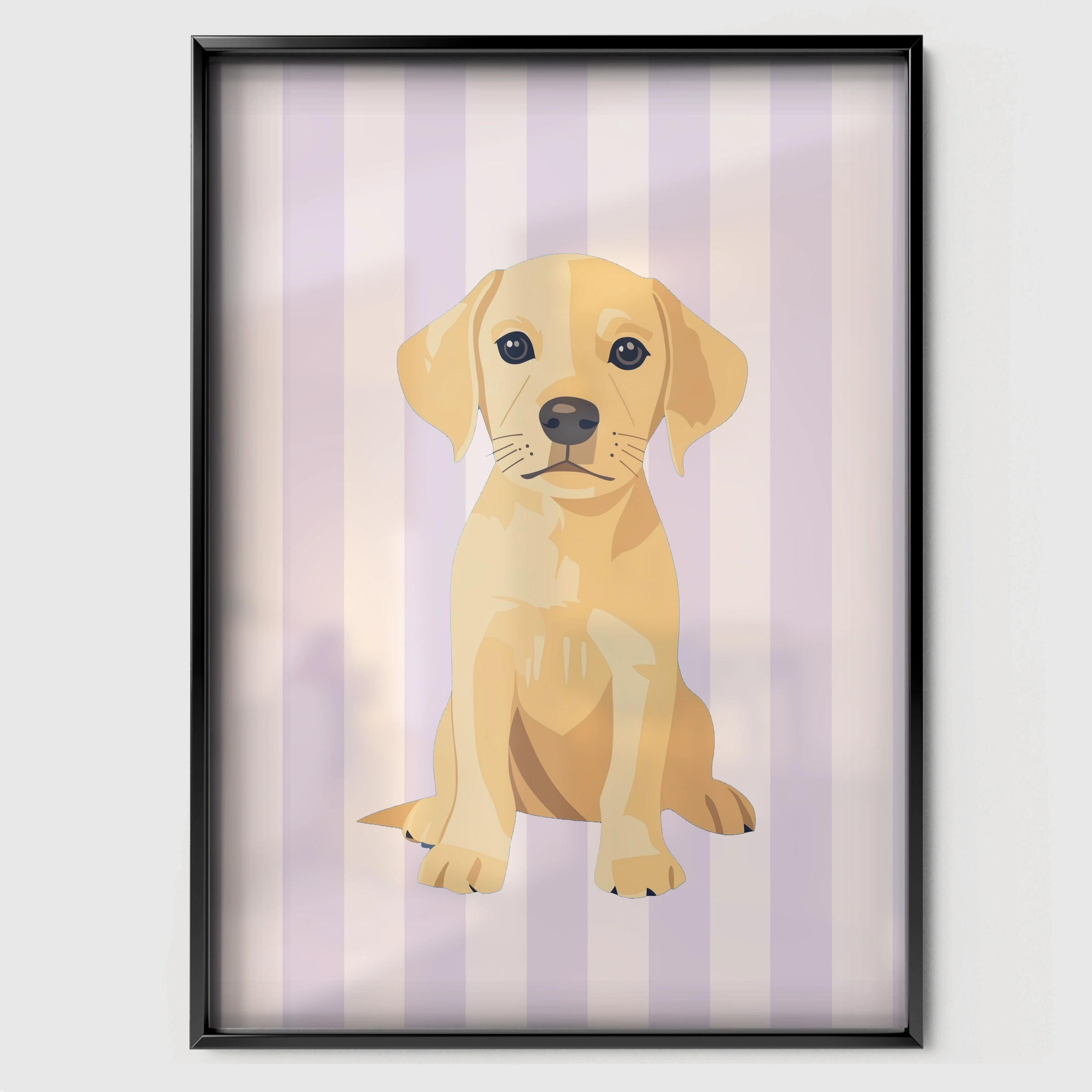 Labrador Puppy Nursery Print - black framed nursery wall art print