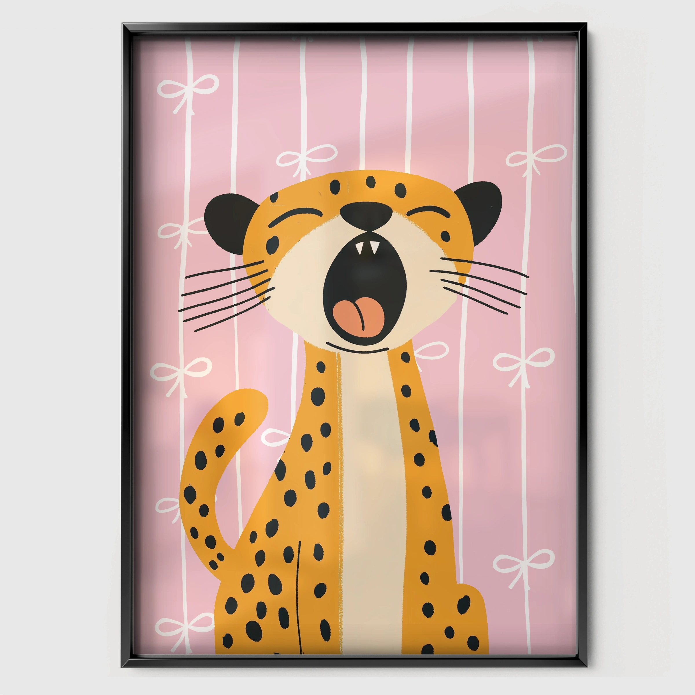 Laughing Cheetah Nursery Print - black framed nursery wall art print
