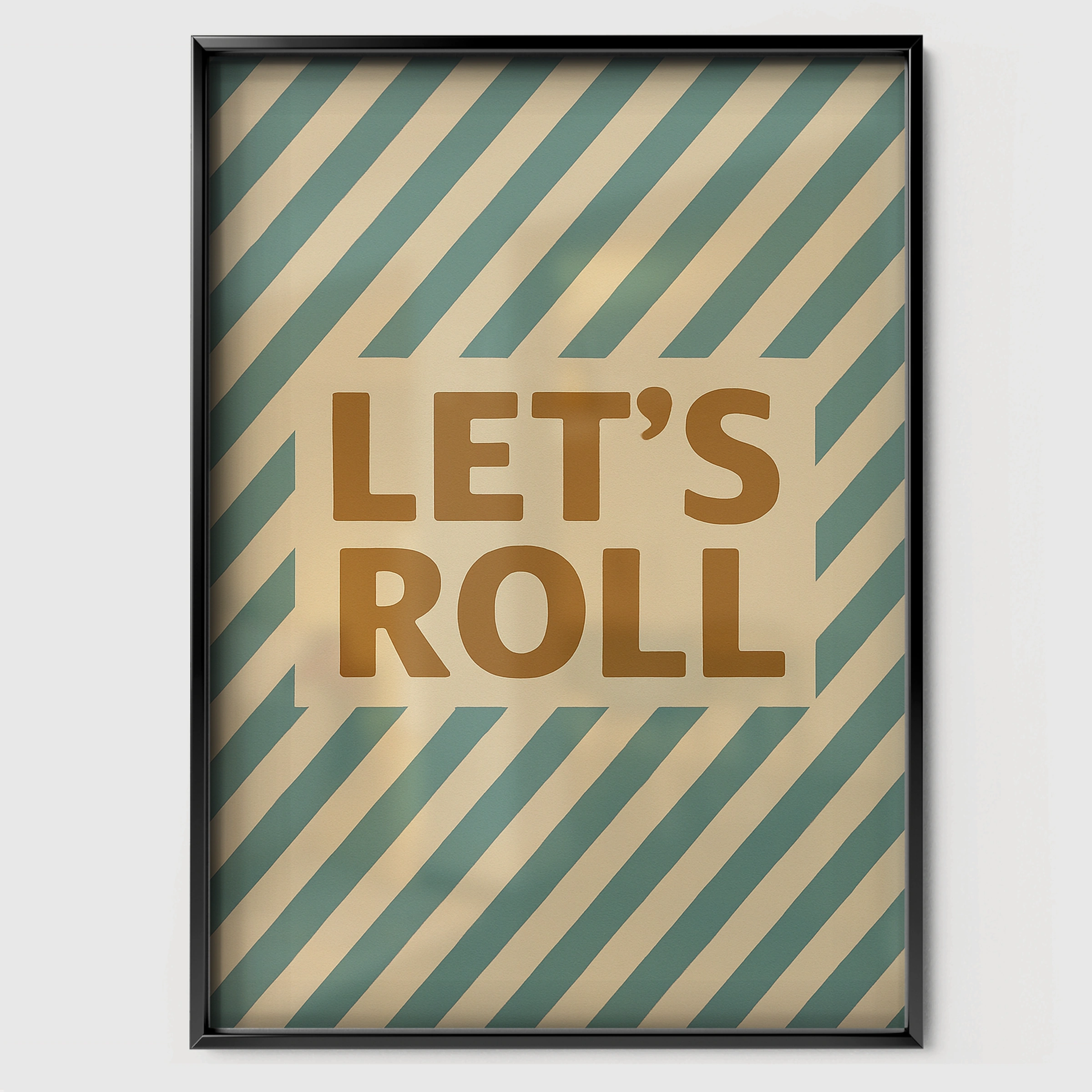 Let's Roll Nursery Print - black framed nursery wall art print