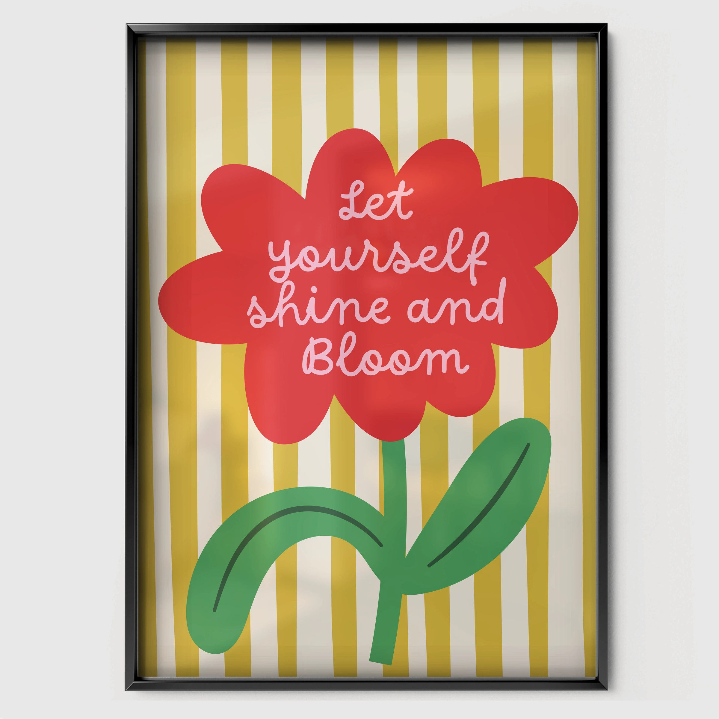 Let Yourself Shine And Bloom Nursery Print - black framed nursery wall art print