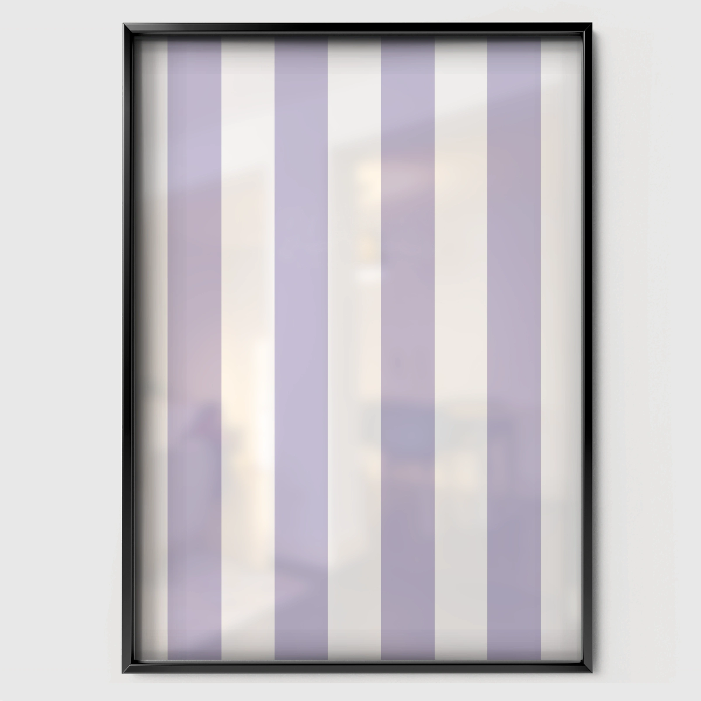 Lilac Stripes Nursery Print - black framed nursery wall art print