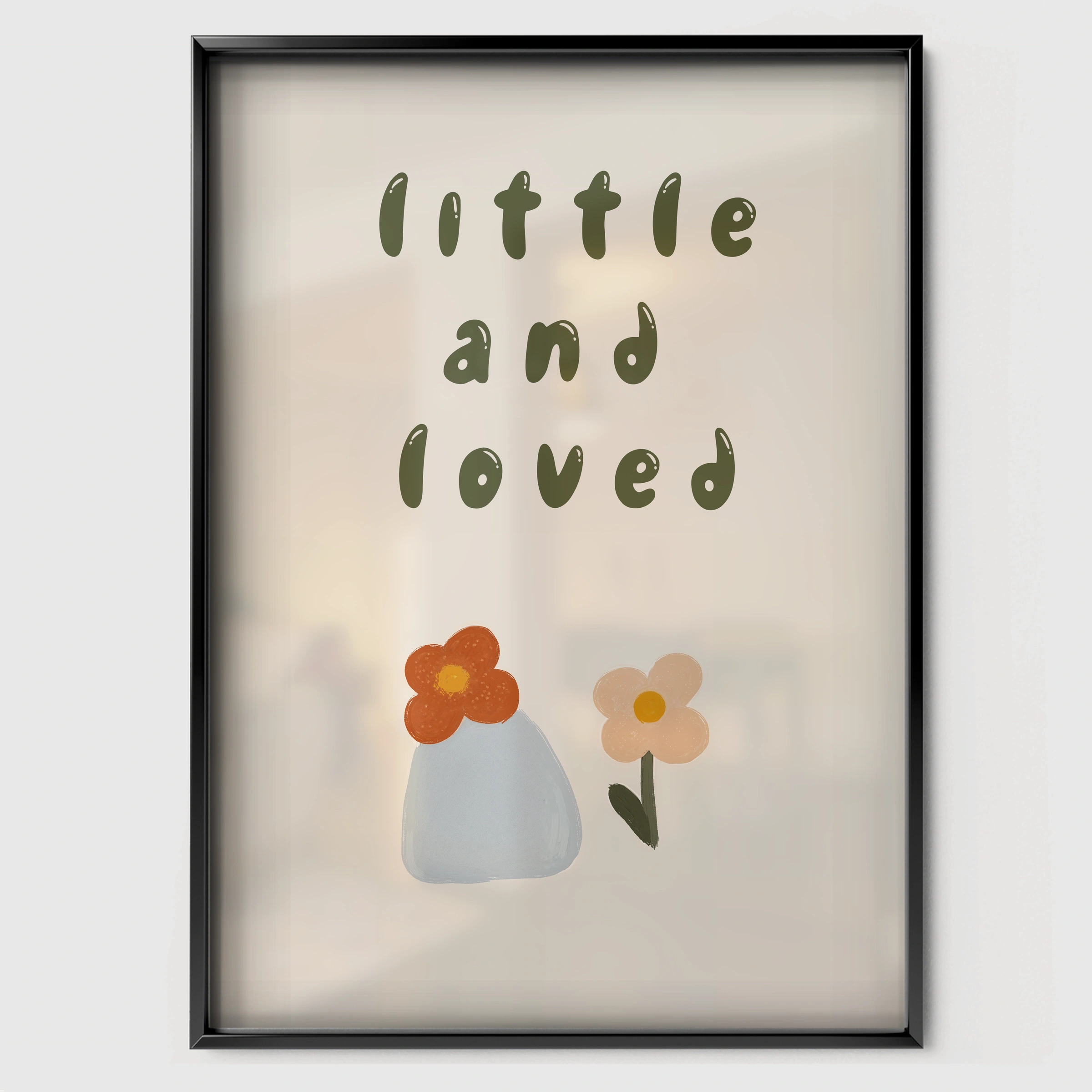 Little and Loved Nursery Print - black framed nursery wall art print