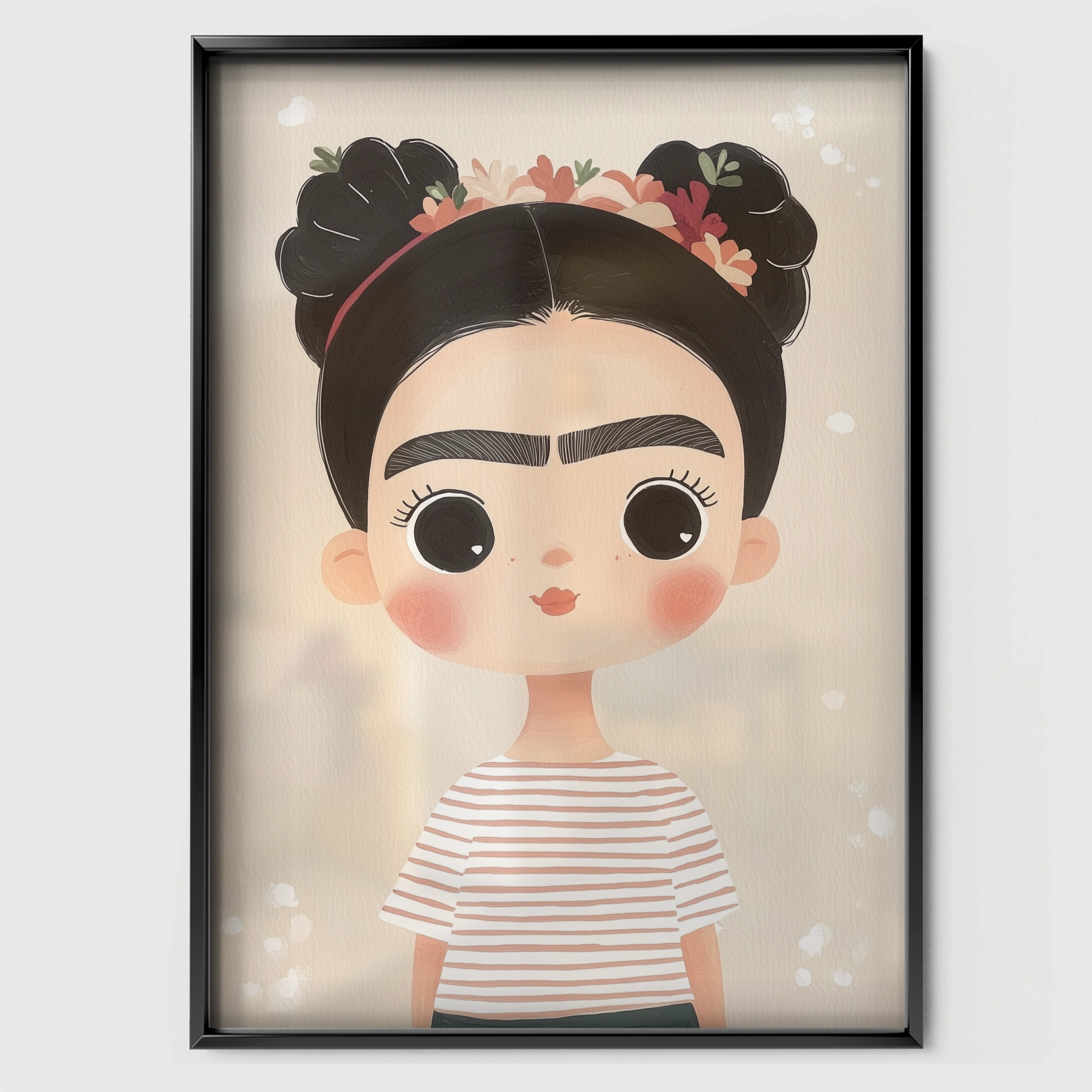 Little Artist Girl Nursery Print - black framed nursery wall art print