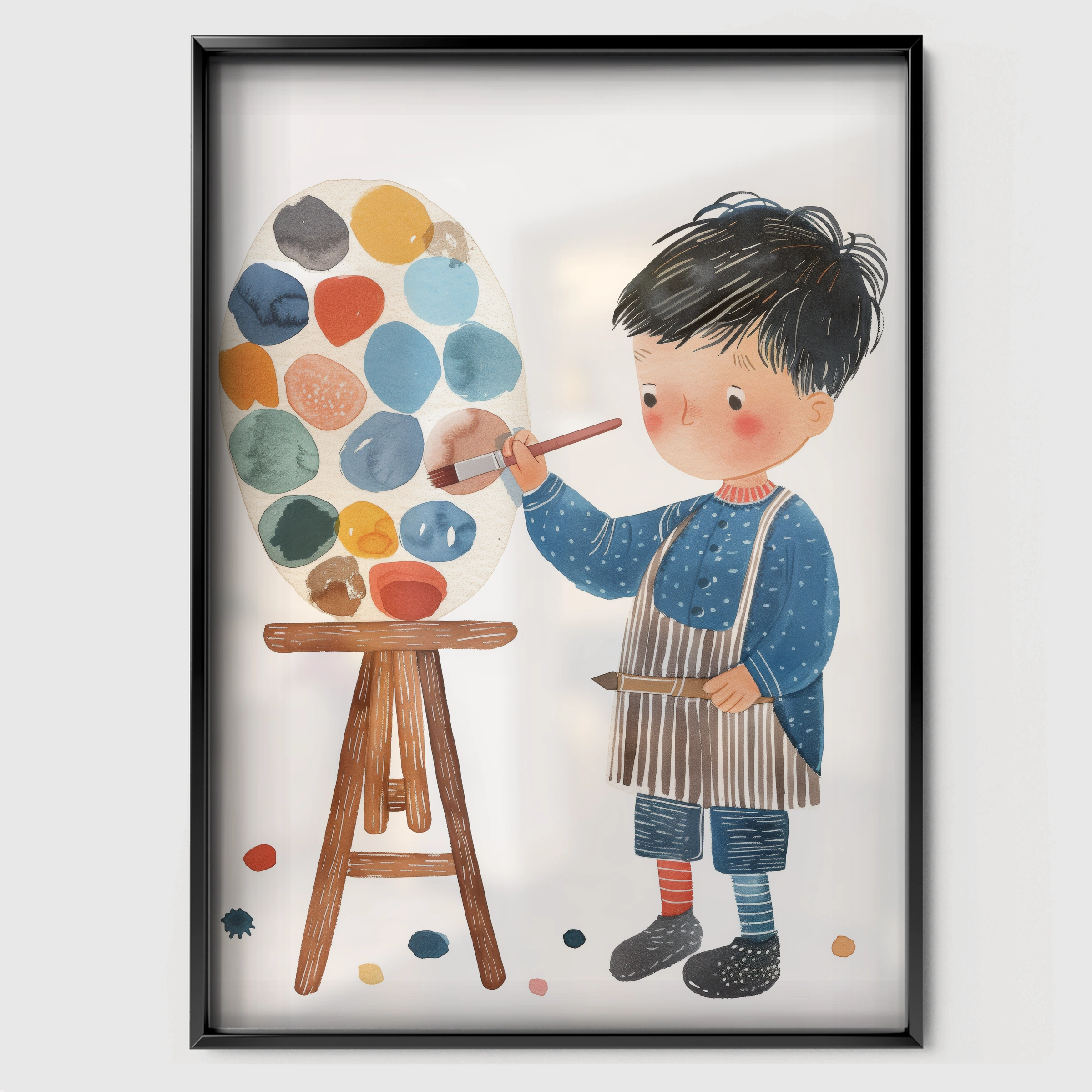 Little Artist Nursery Print - black framed nursery wall art print