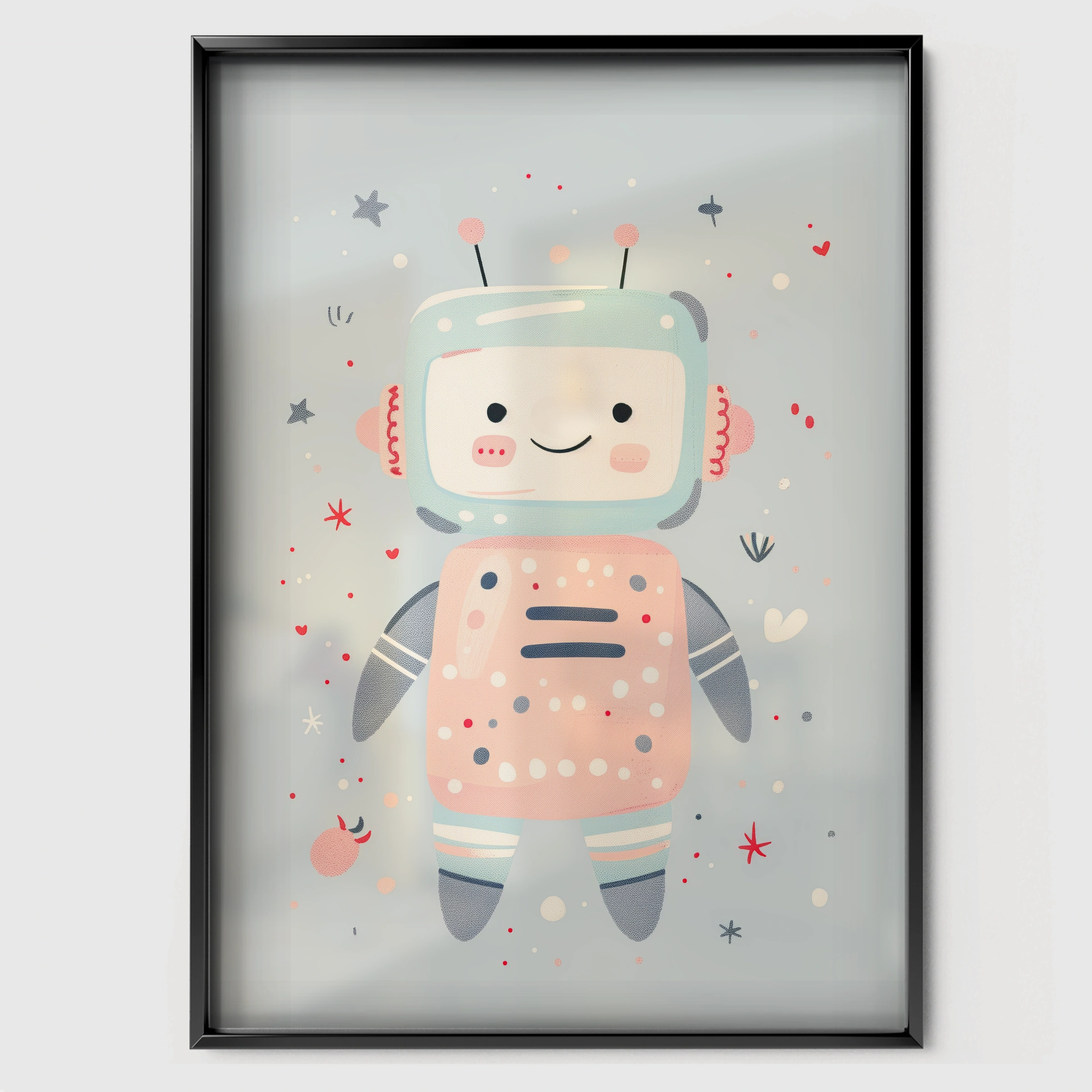 Little Astronaut Nursery Print - black framed nursery wall art print
