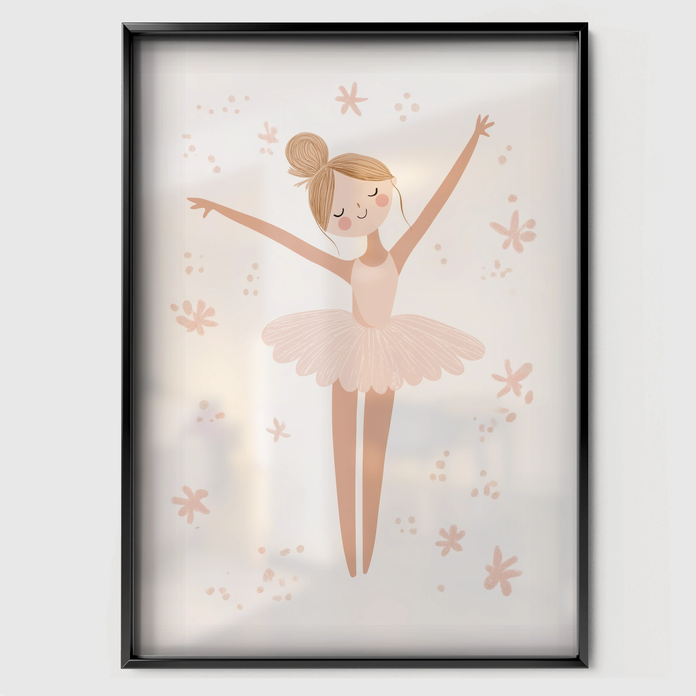 Little Ballerina Nursery Print - black framed nursery wall art print