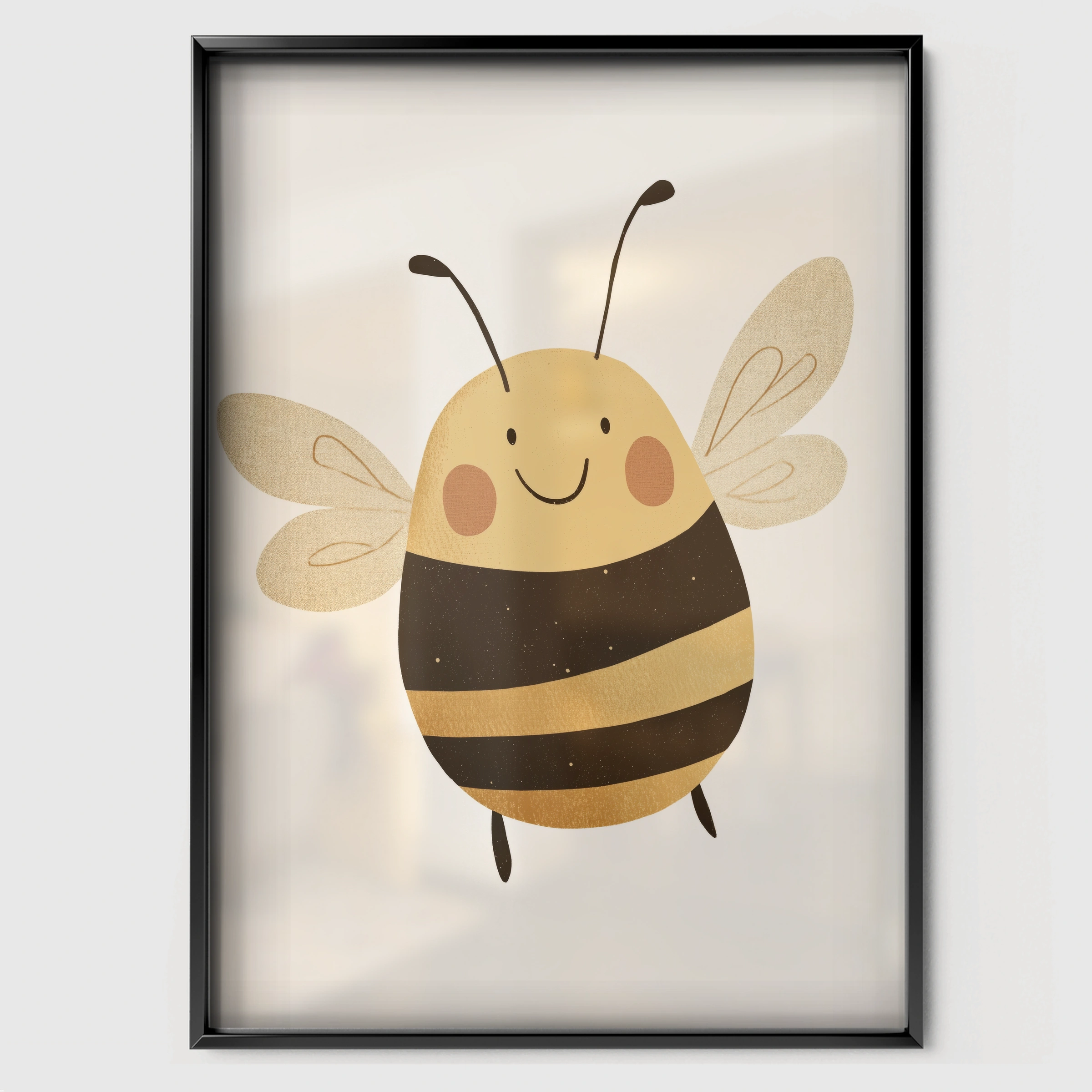 Little Bee Nursery Print - black framed nursery wall art print