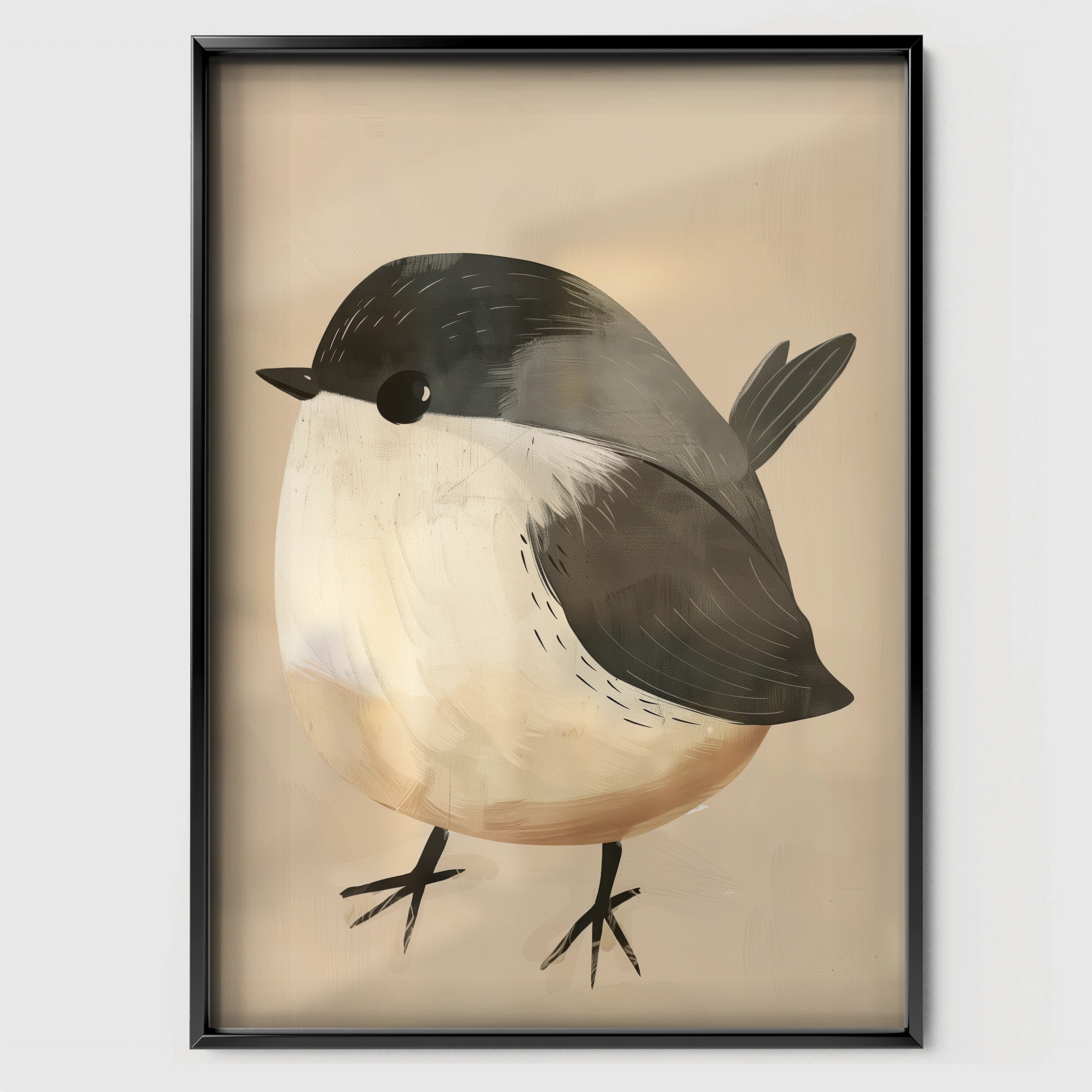 Little Chickadee Nursery Print - black framed nursery wall art print