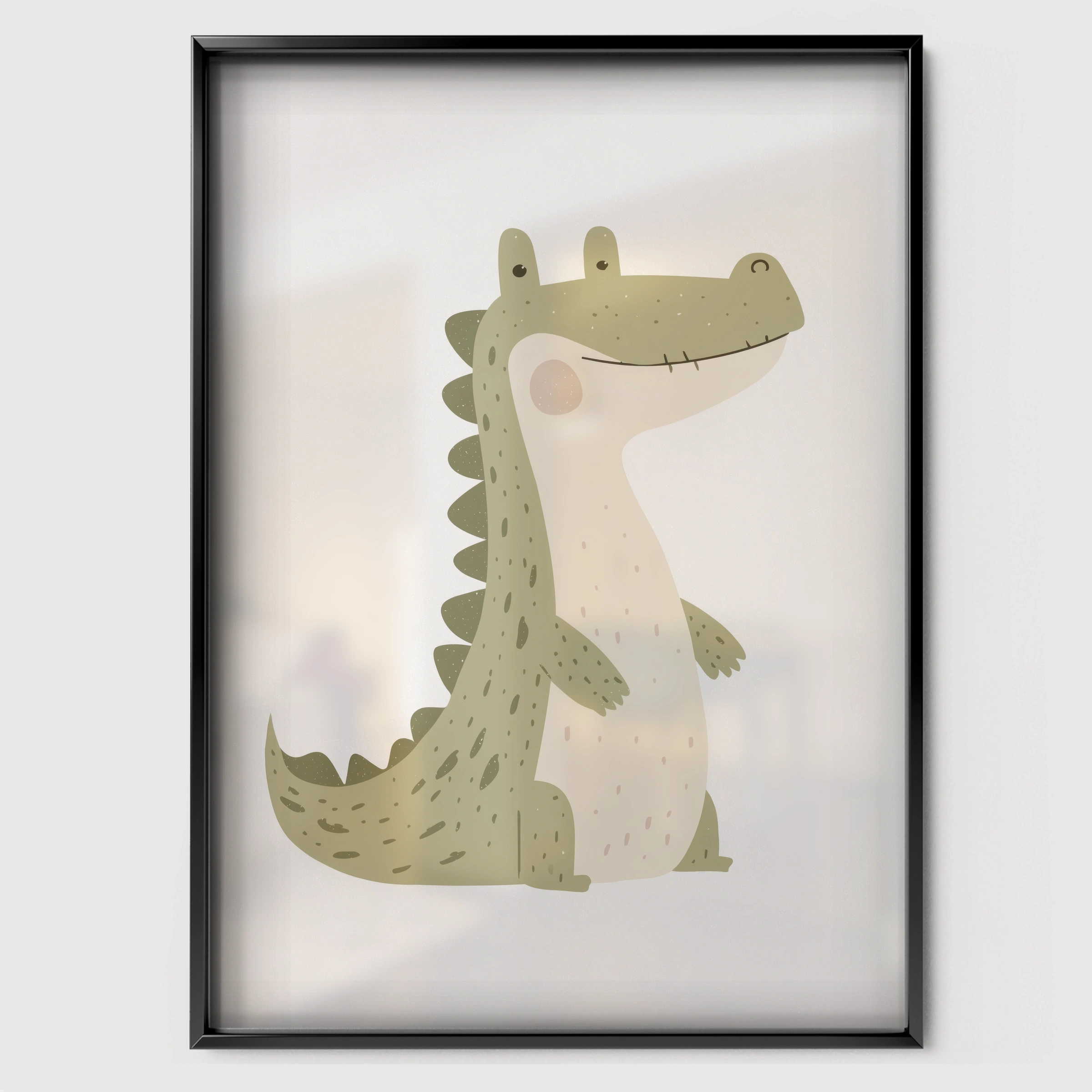 Little Crocodile Nursery Print - black framed nursery wall art print