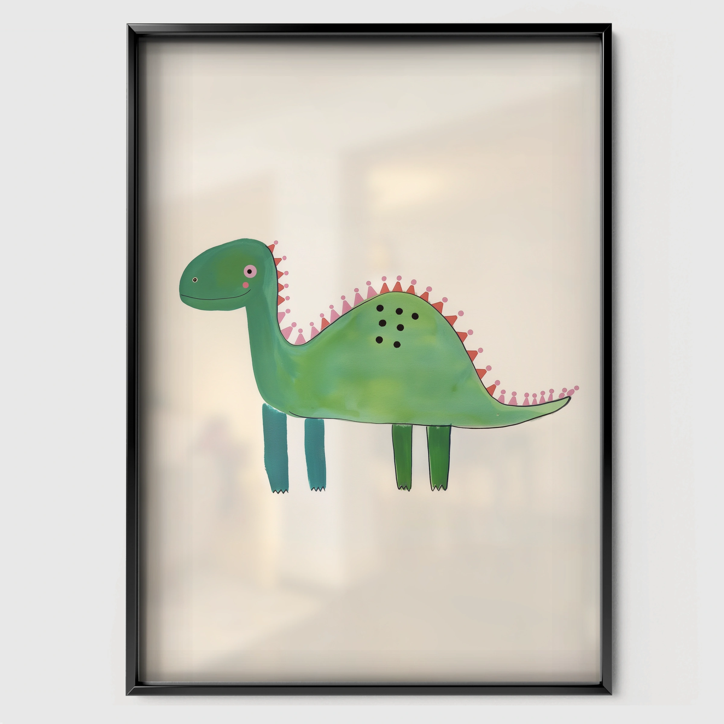 Little Dinosaur Nursery Print - black framed nursery wall art print