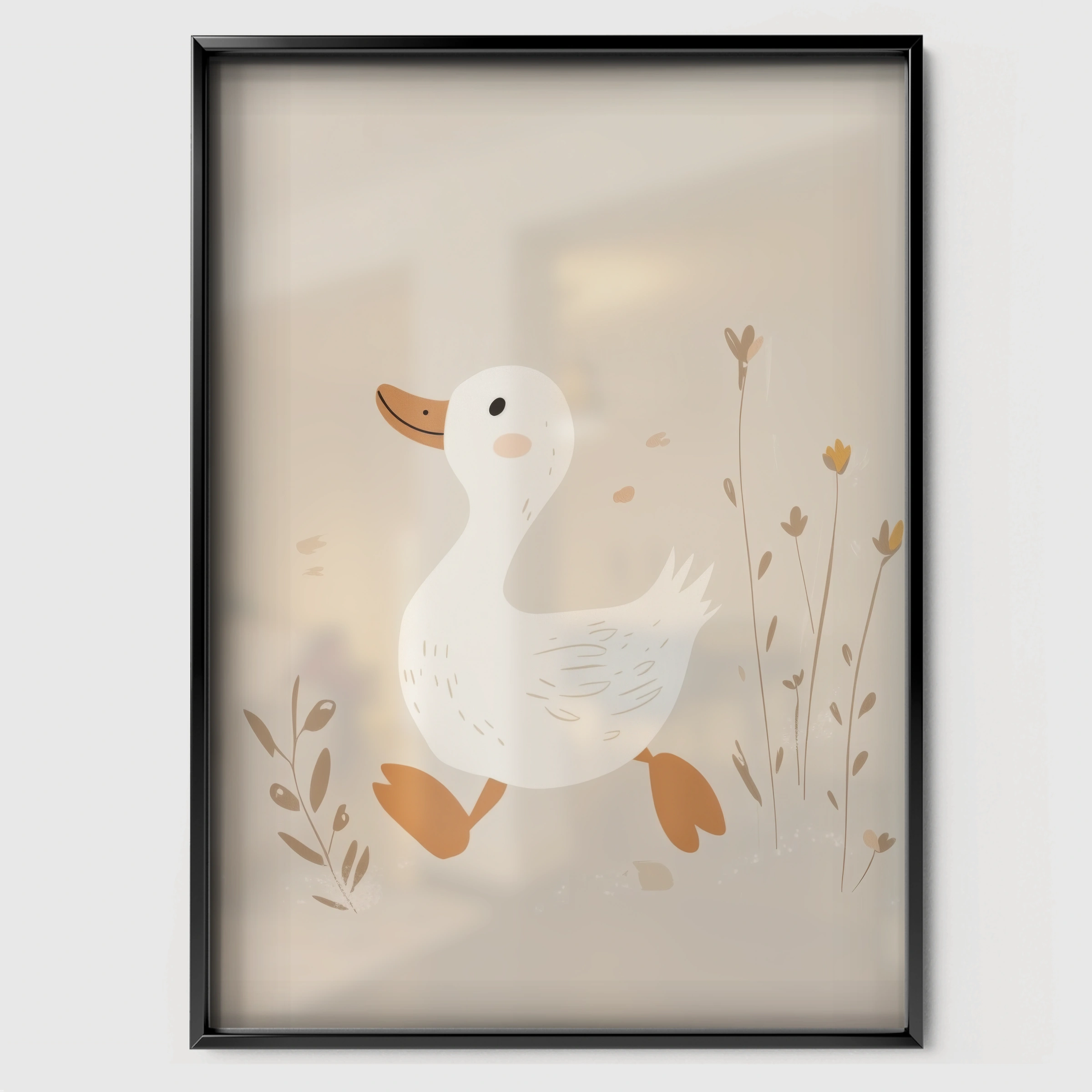 Little Duckling Nursery Print - black framed nursery wall art print