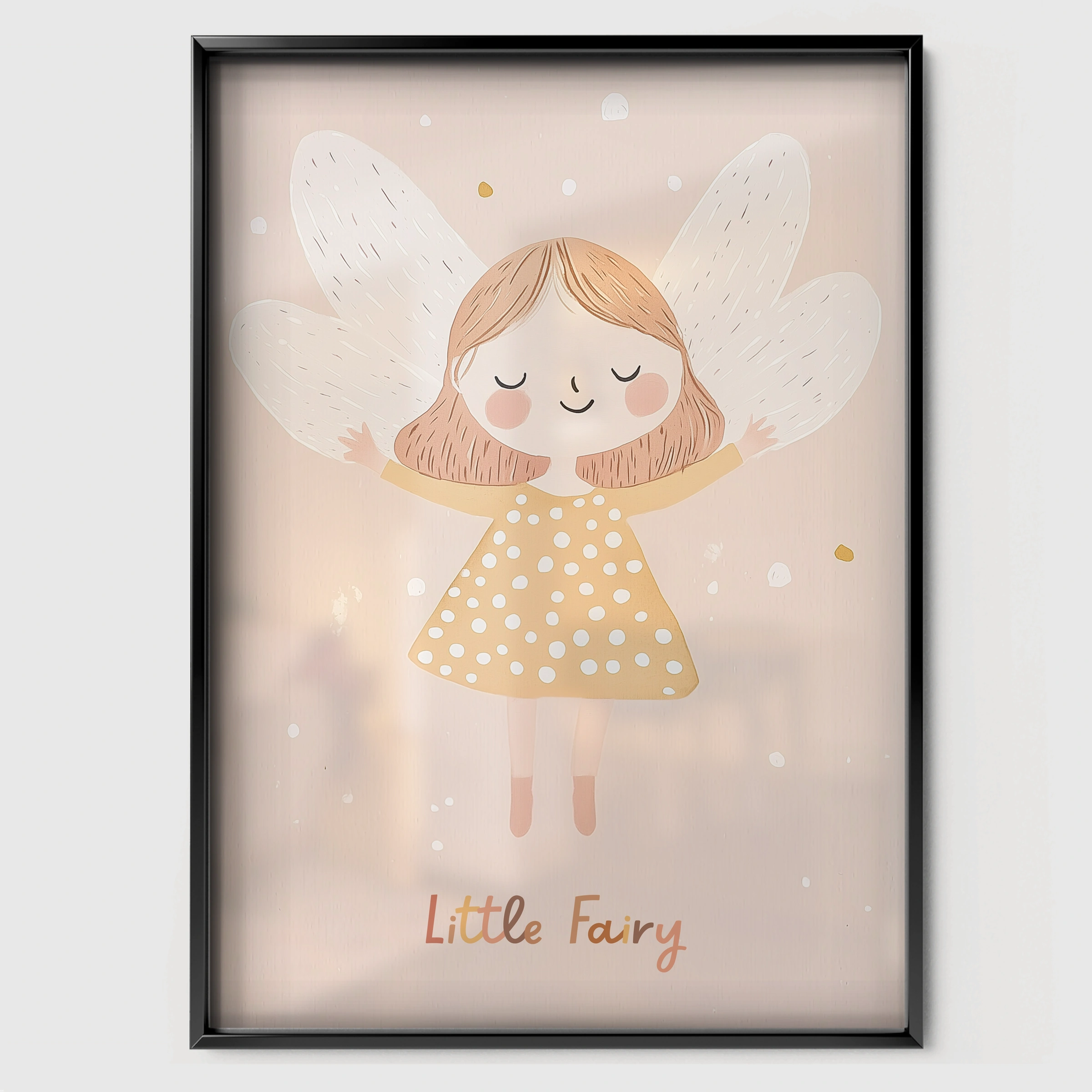 Little Fairy Nursery Print - black framed nursery wall art print