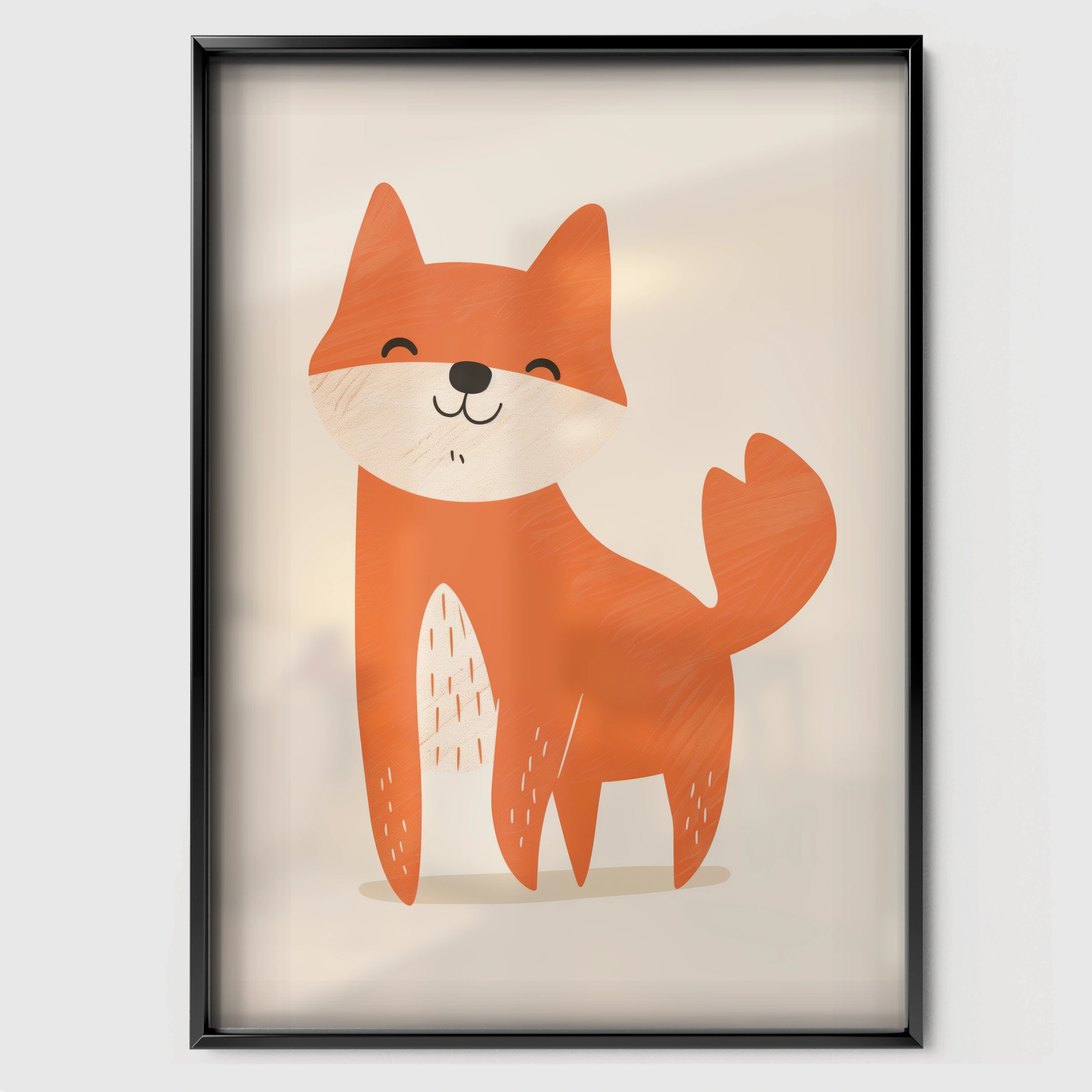 Little Fox Nursery Print - black framed nursery wall art print
