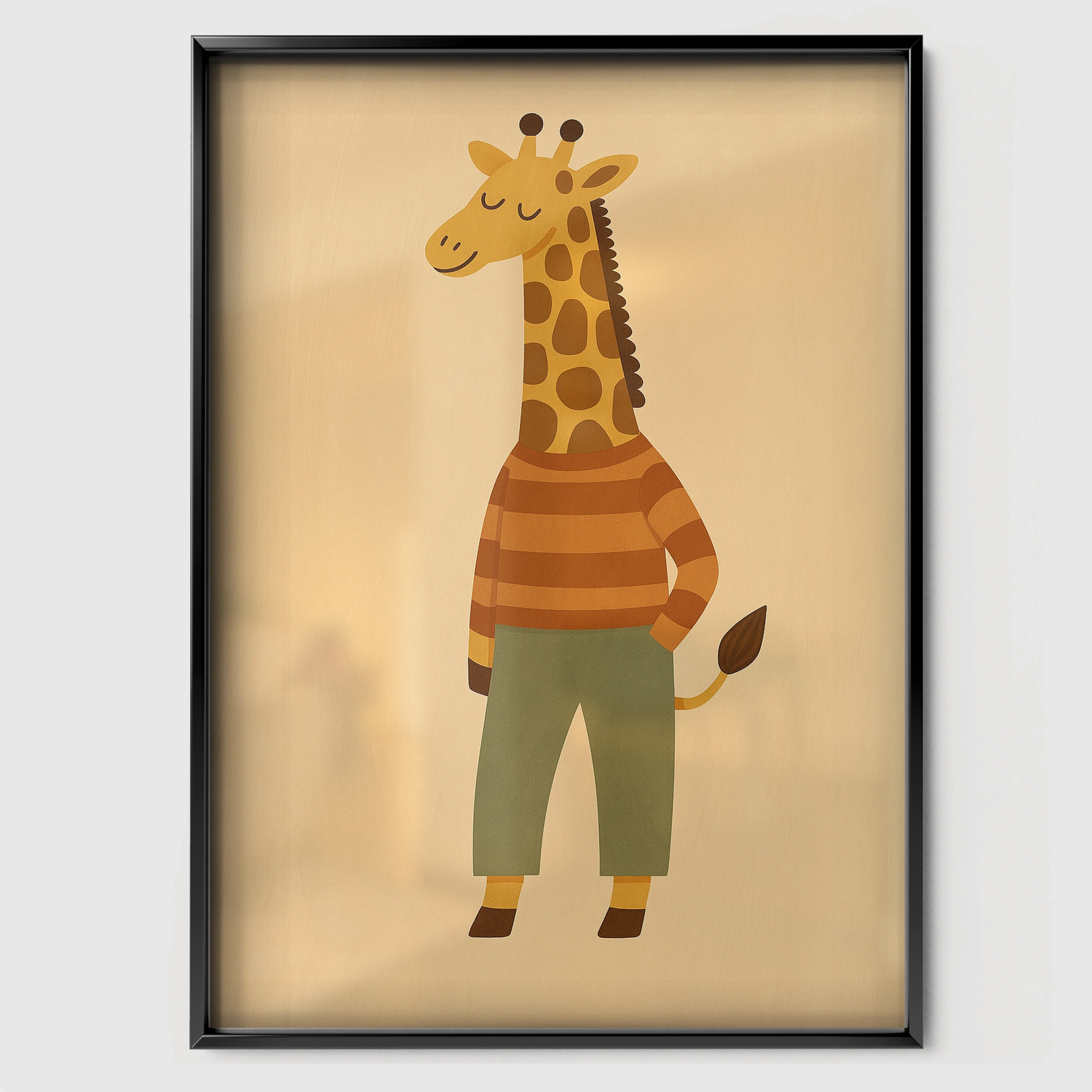 Little Giraffe Nursery Print - black framed nursery wall art print