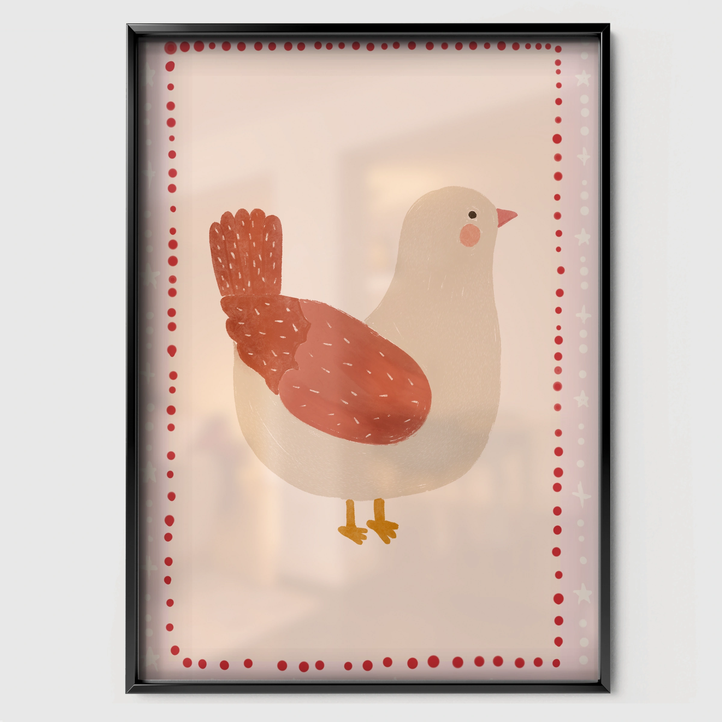 Little Hen Nursery Print - black framed nursery wall art print