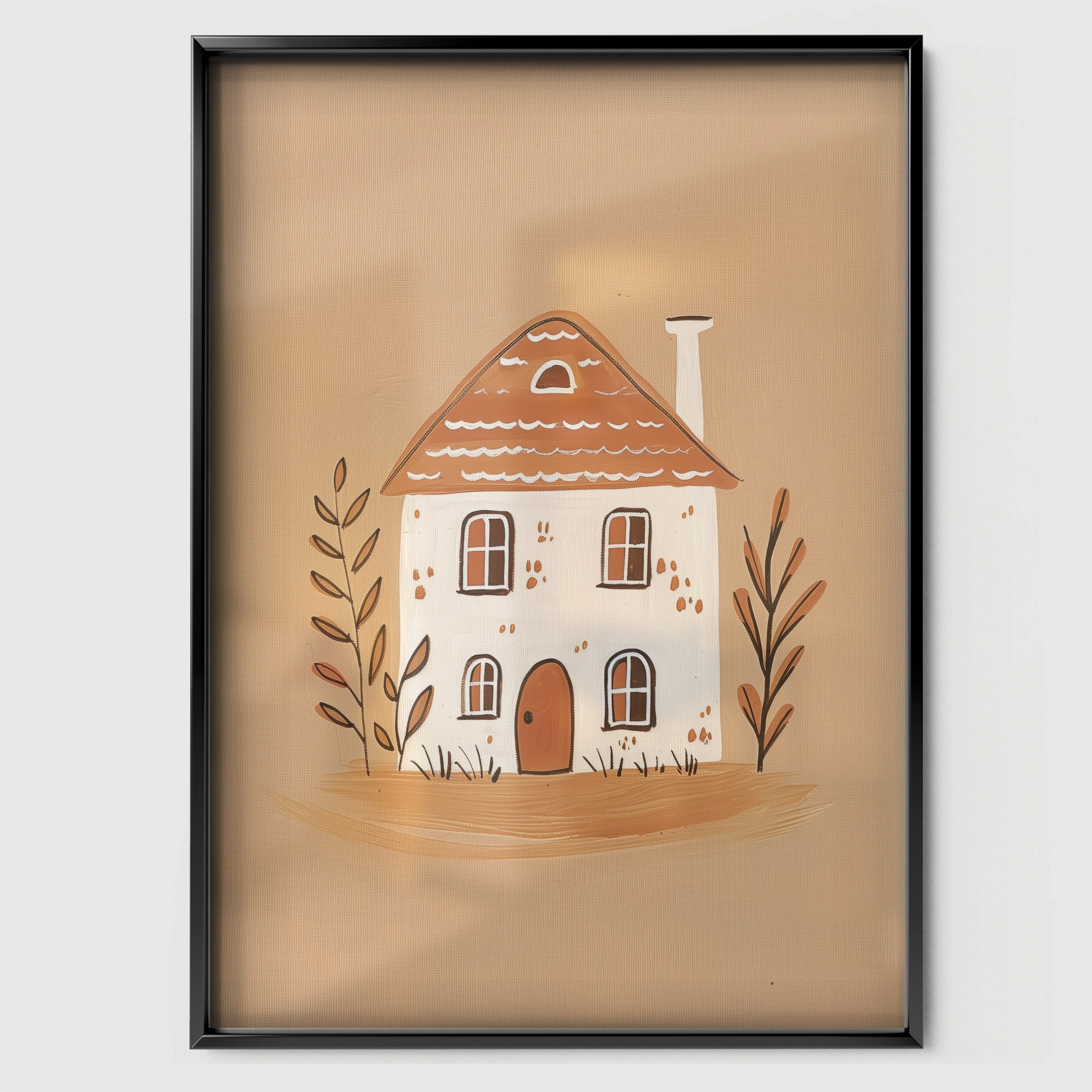 Little House Nursery Print - black framed nursery wall art print