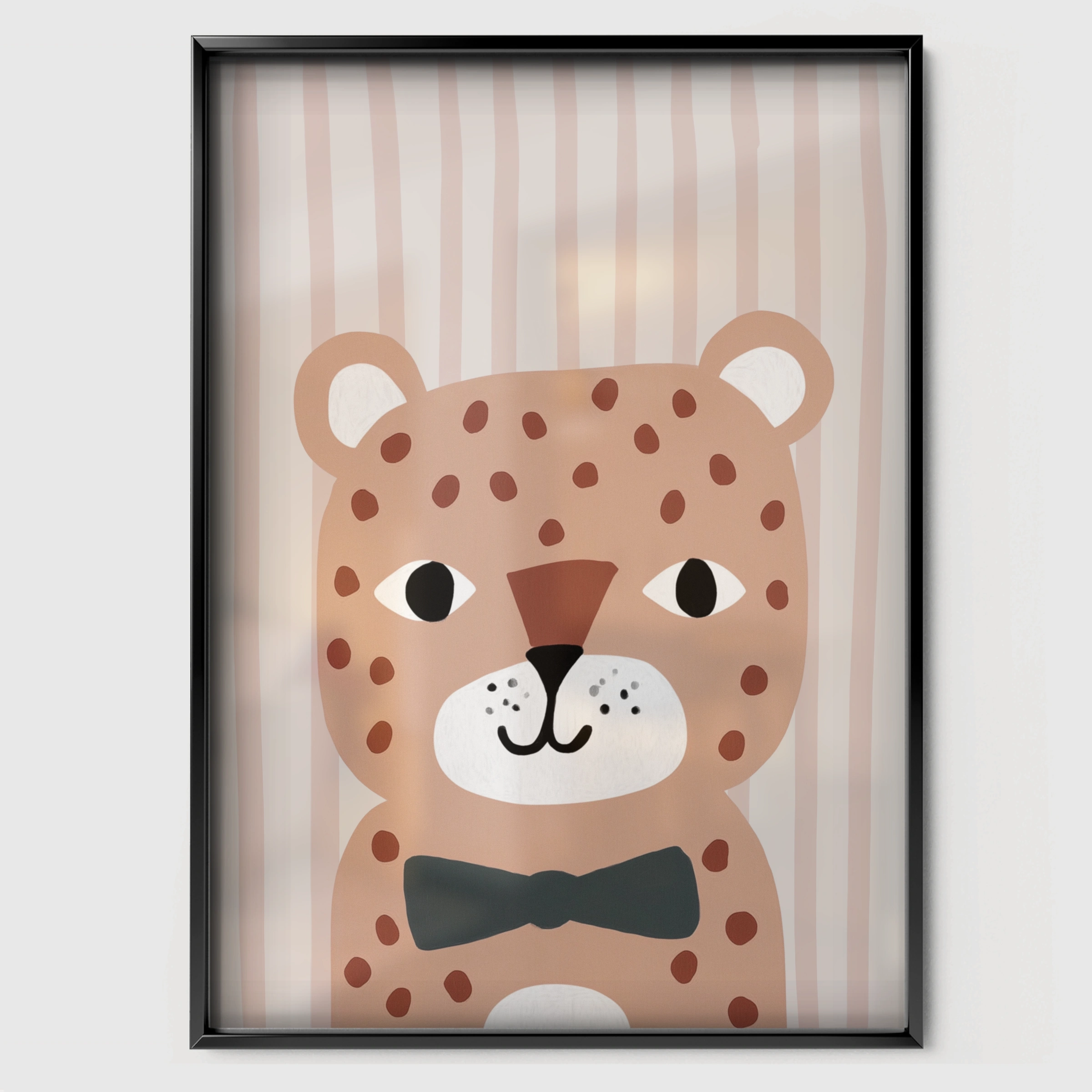 Little Leopard Nursery Print - black framed nursery wall art print